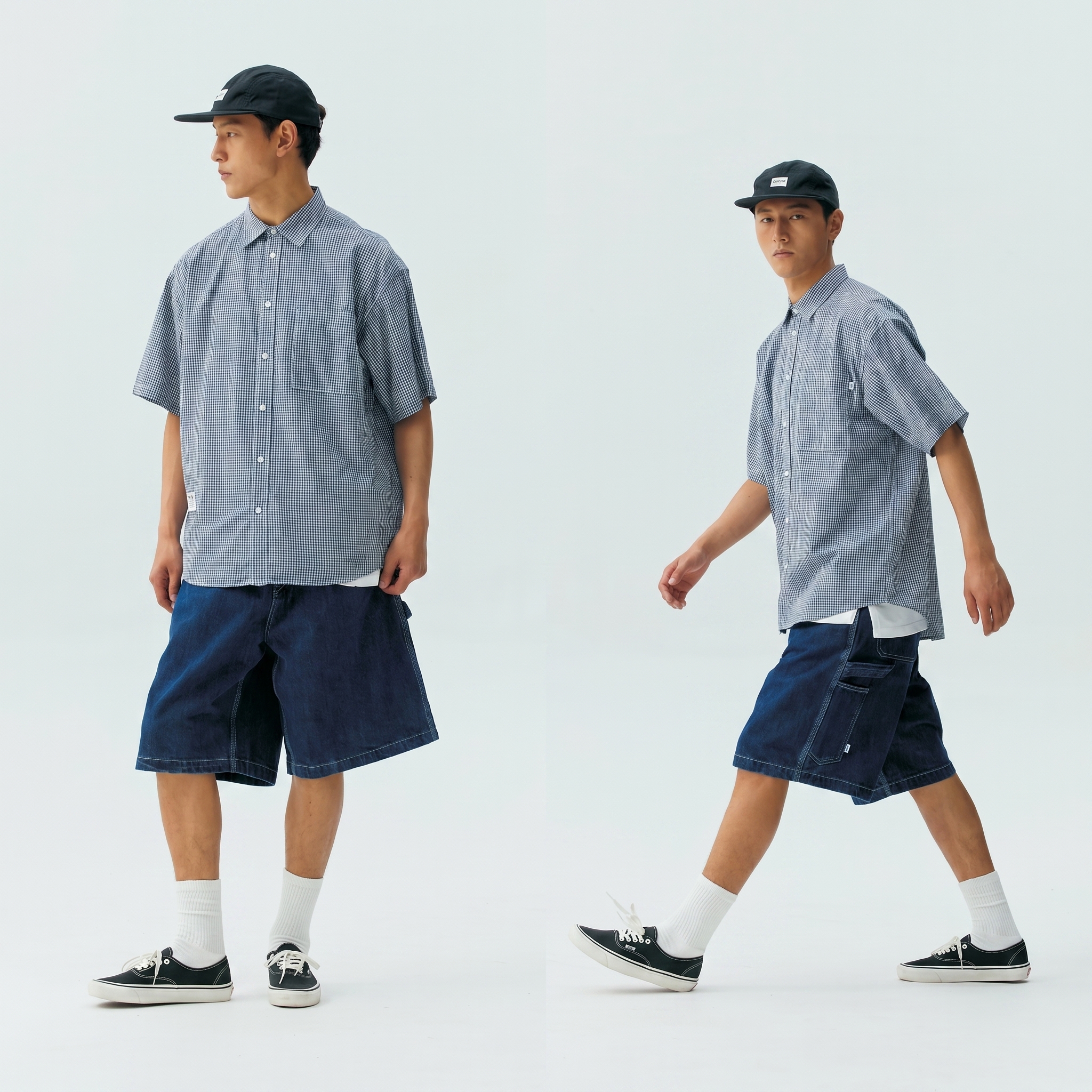 Men's Classic Blue Gingham Check Pen Pocket Short Sleeve Shirt - Relaxed Fit Cotton