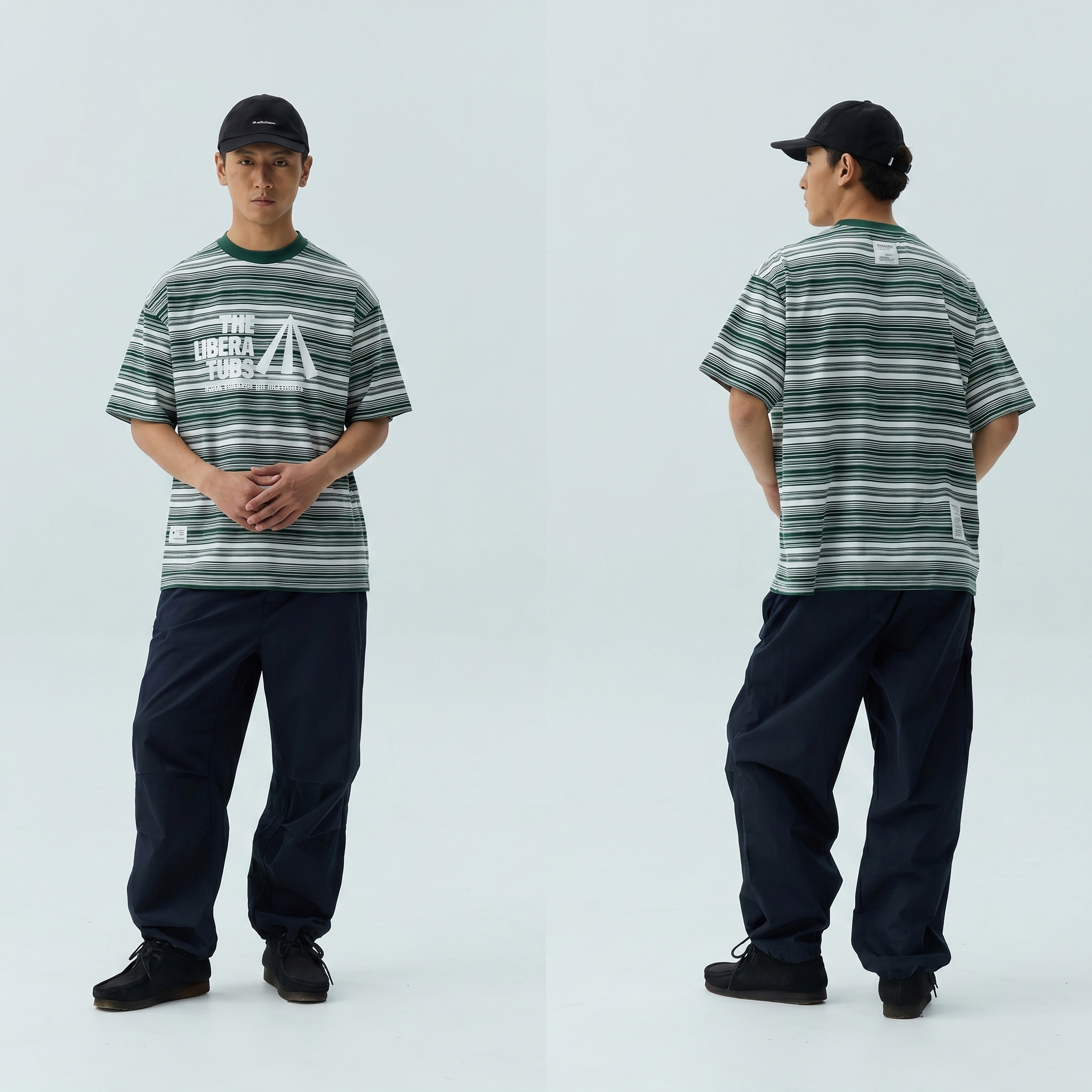Men's Striped Graphic Crewneck T-shirt - Heavyweight Cotton