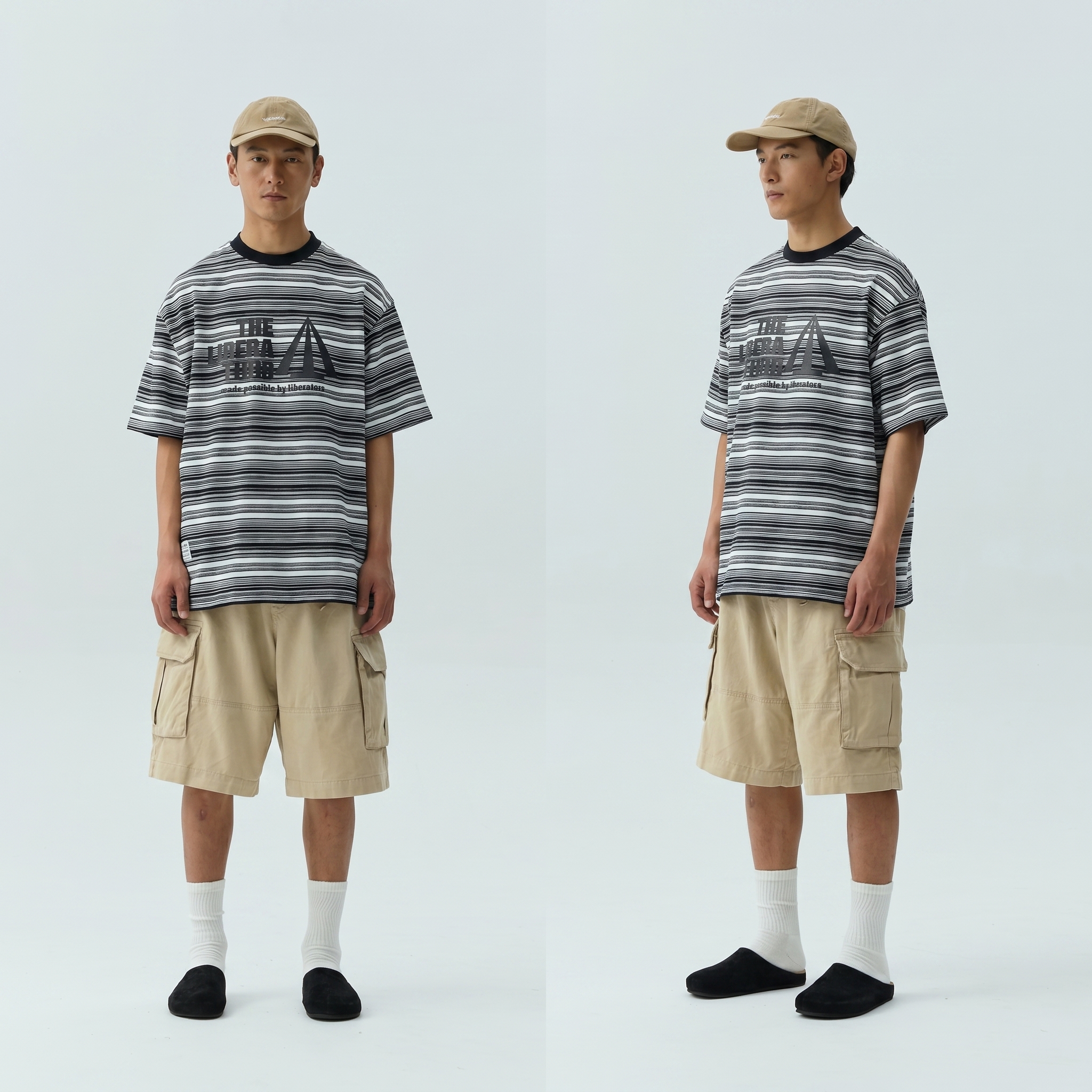 Men's Striped Graphic Crewneck T-shirt - Heavyweight Cotton