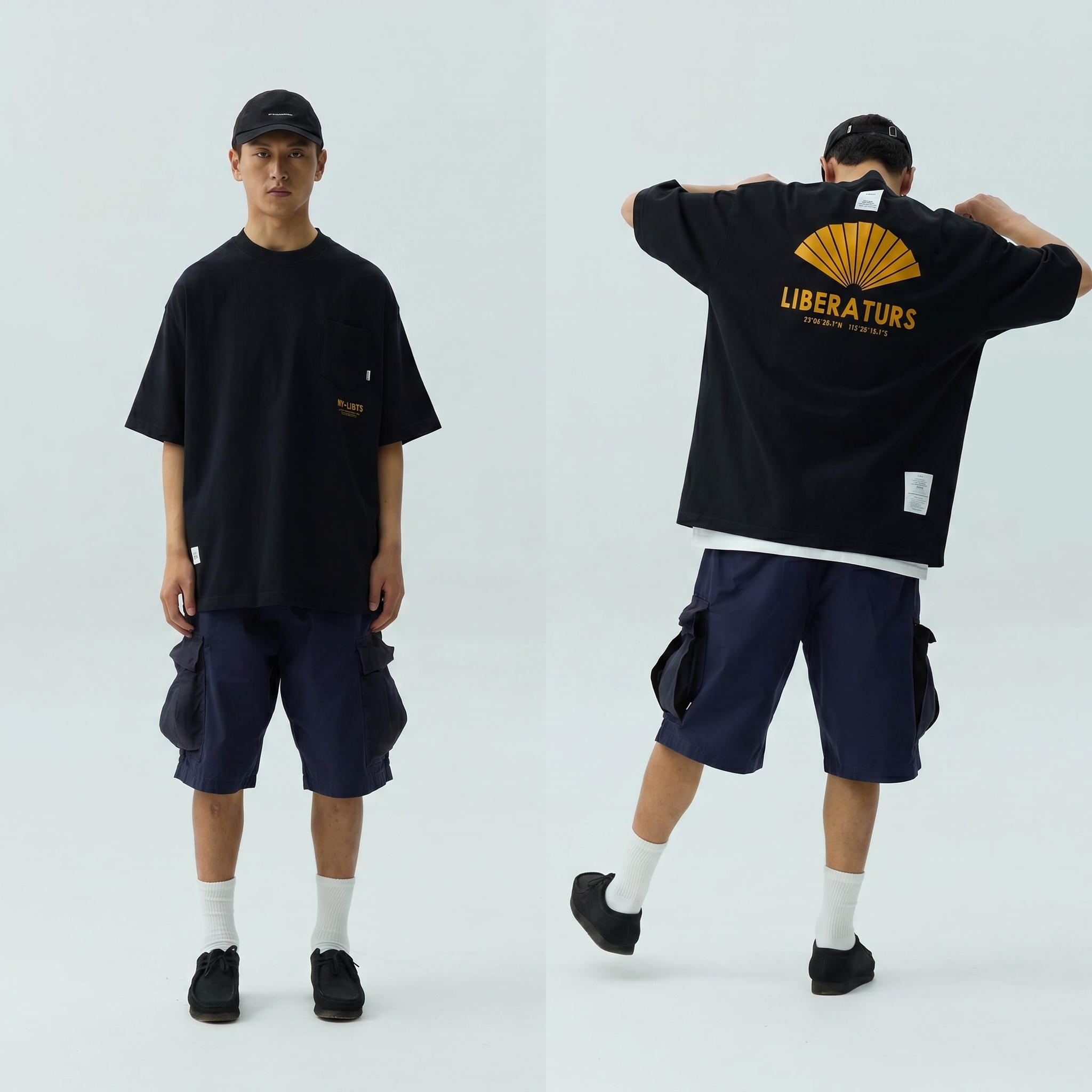 Men's Back Fan Graphic Crewneck T-shirt - Heavyweight Cotton