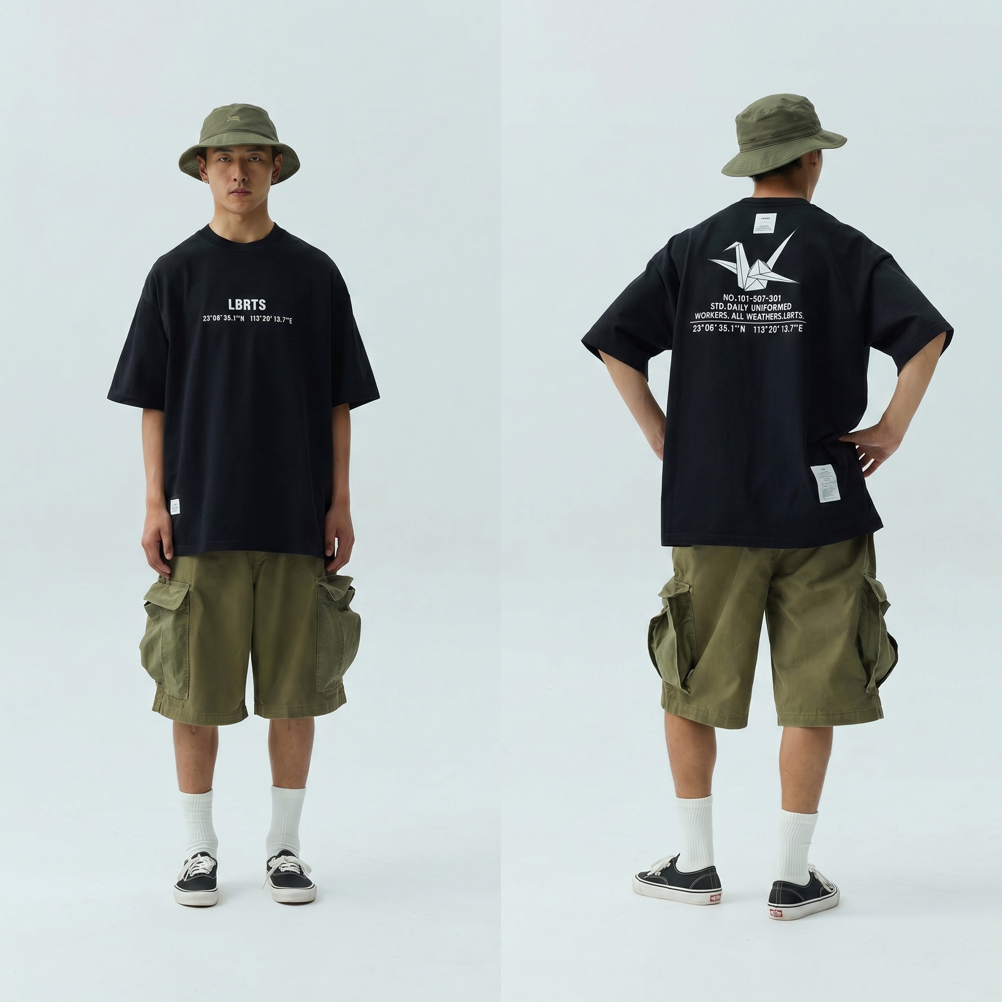 Men's Origami Crane Graphic T-shirt - Heavyweight Cotton 