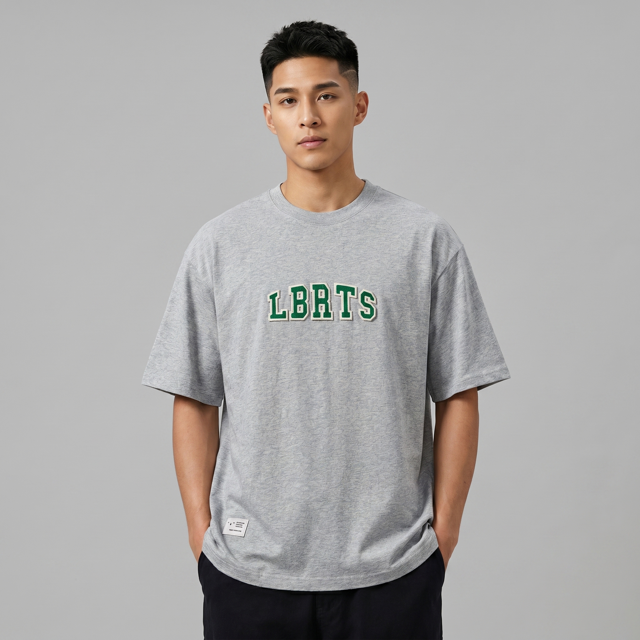 Men's Heavyweight Appliqué Logo T-shirt - Relaxed Fit Cotton