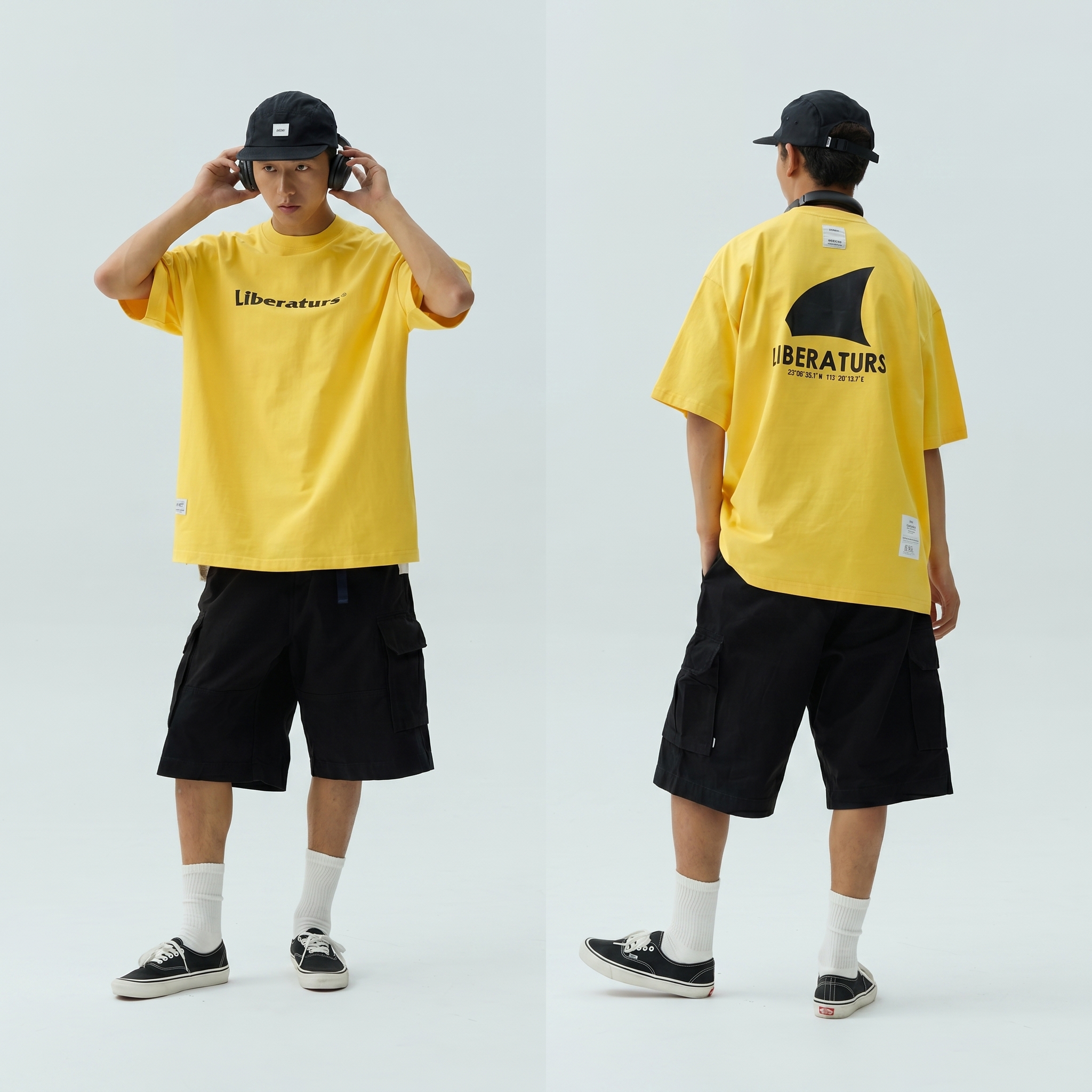 [Copy]Men's Garment Dyed Vintage Distressed Front & Back Graphic T-shirt - Heavyweight Cotton