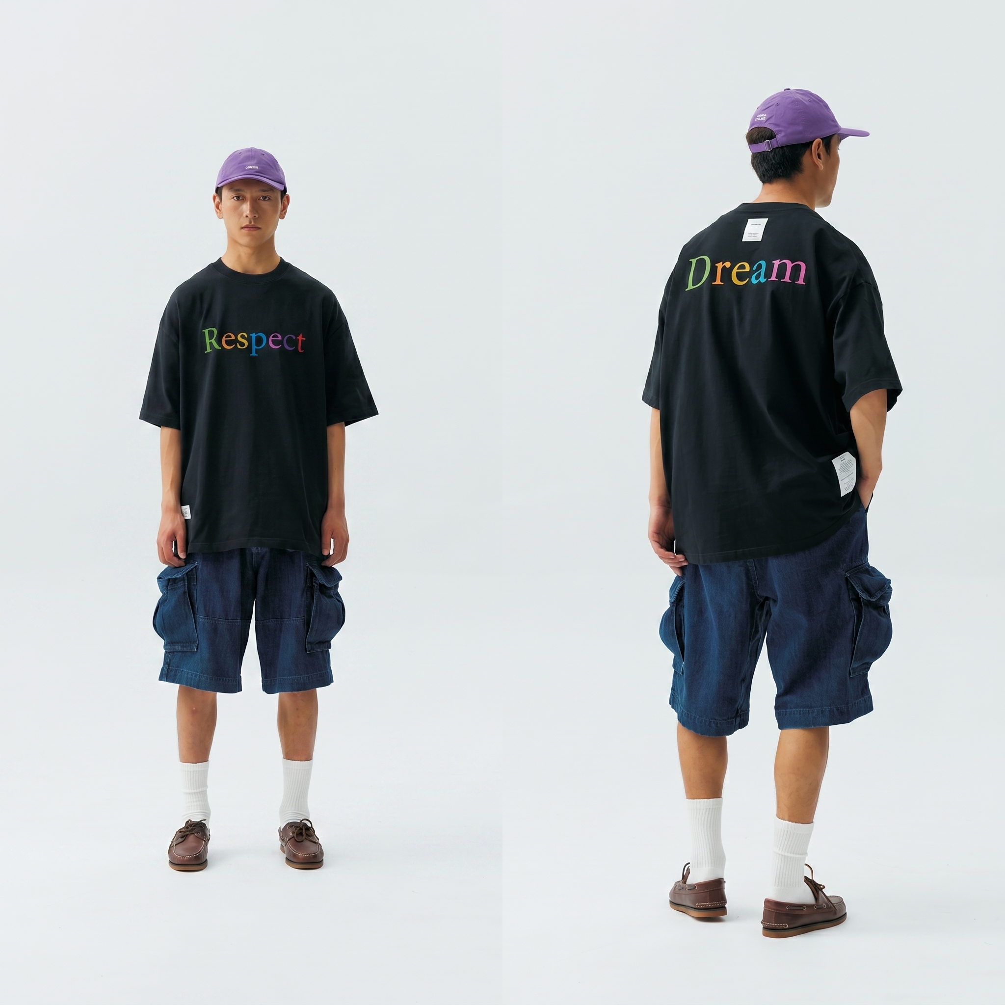 Men's Respect Dream Dual Slogan T-shirt - Heavyweight Cotton 
