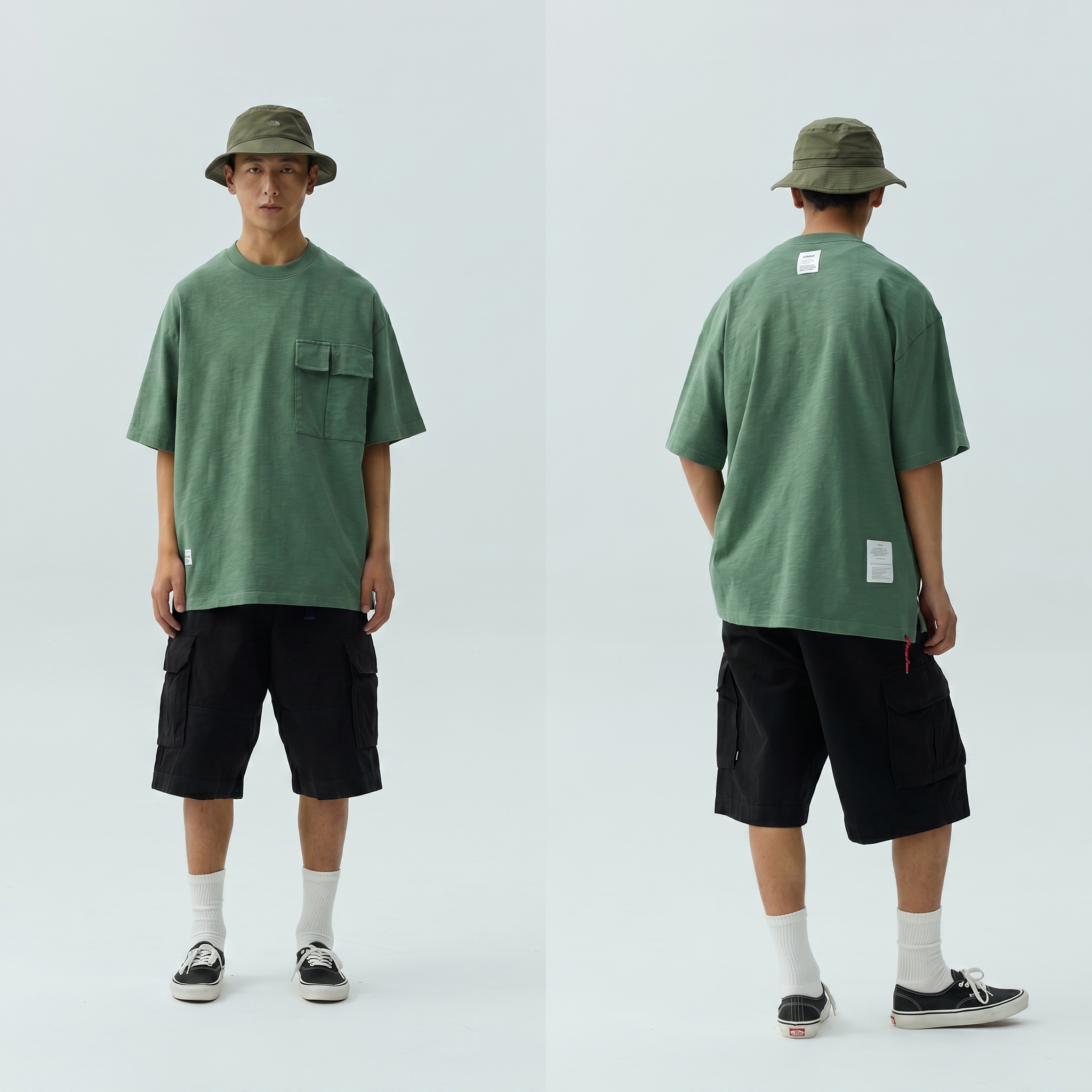Men's Slub Cotton Utility Pocket Crewneck T-shirt - Mid-Weight Cotton