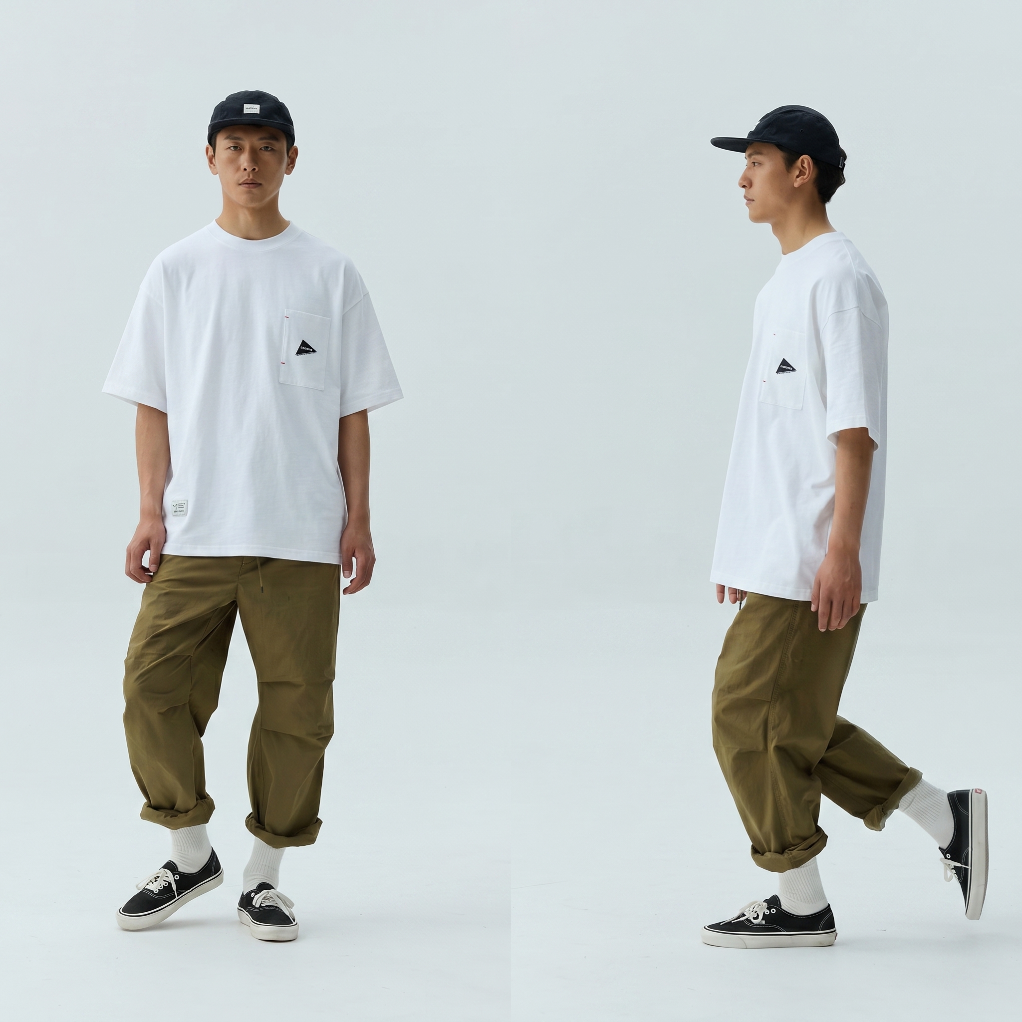 Men's Slub Cotton Pocket Crewneck T-shirt - Textured Mid-Weight Cotton