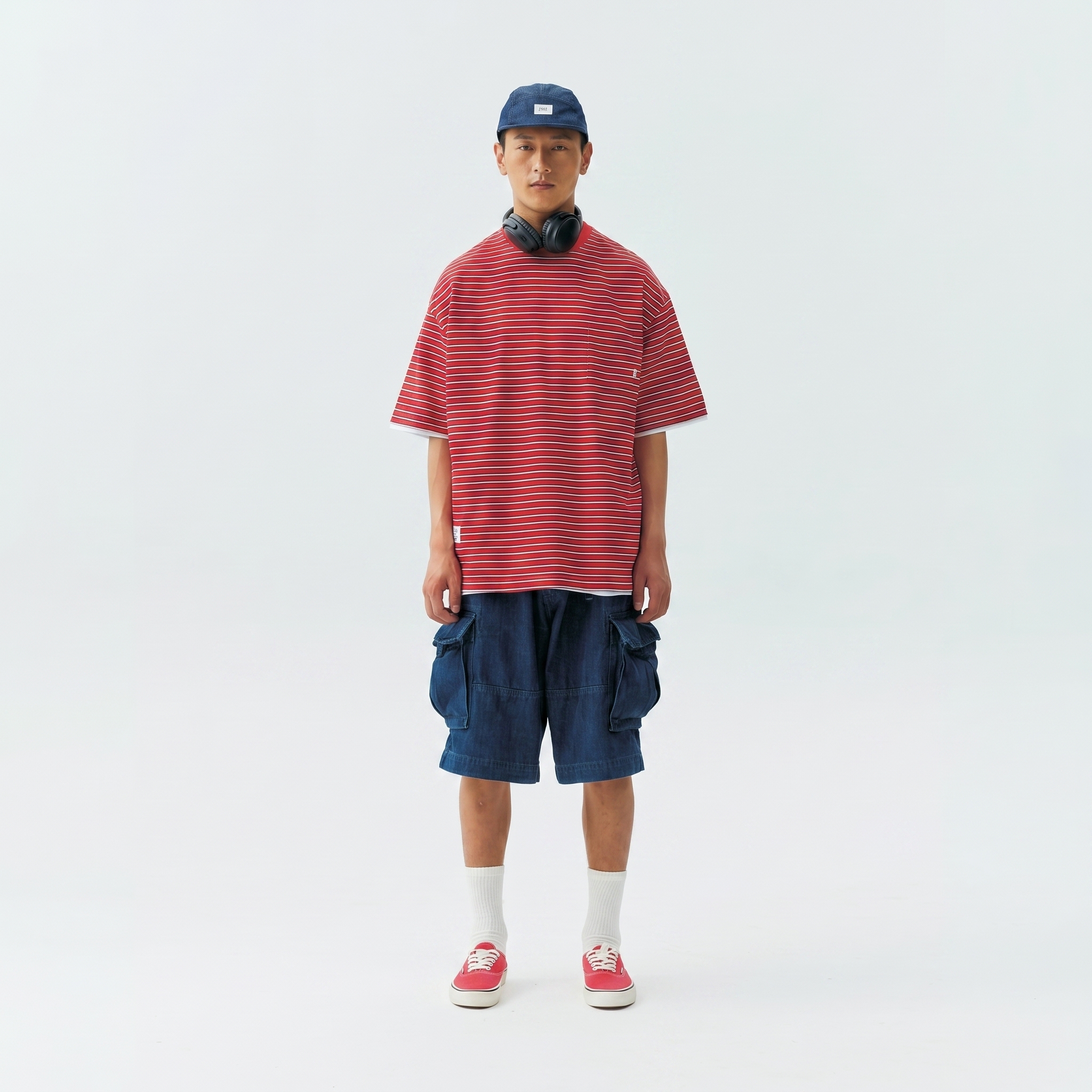 Men's Striped Crewneck T-shirt - Heavyweight Cotton