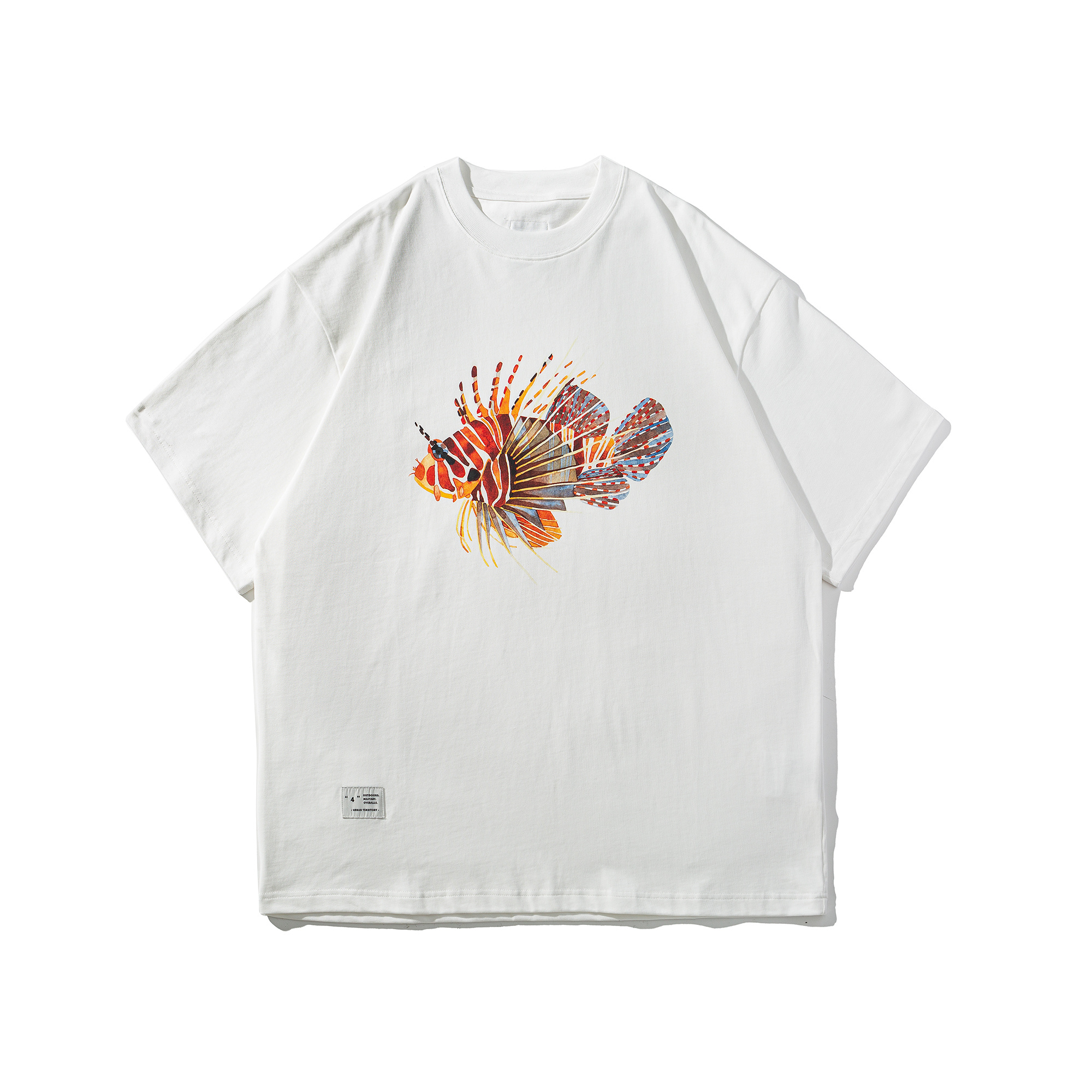 Men's "Fish Play" Graphic Crewneck T-shirt - Heavyweight Cotton