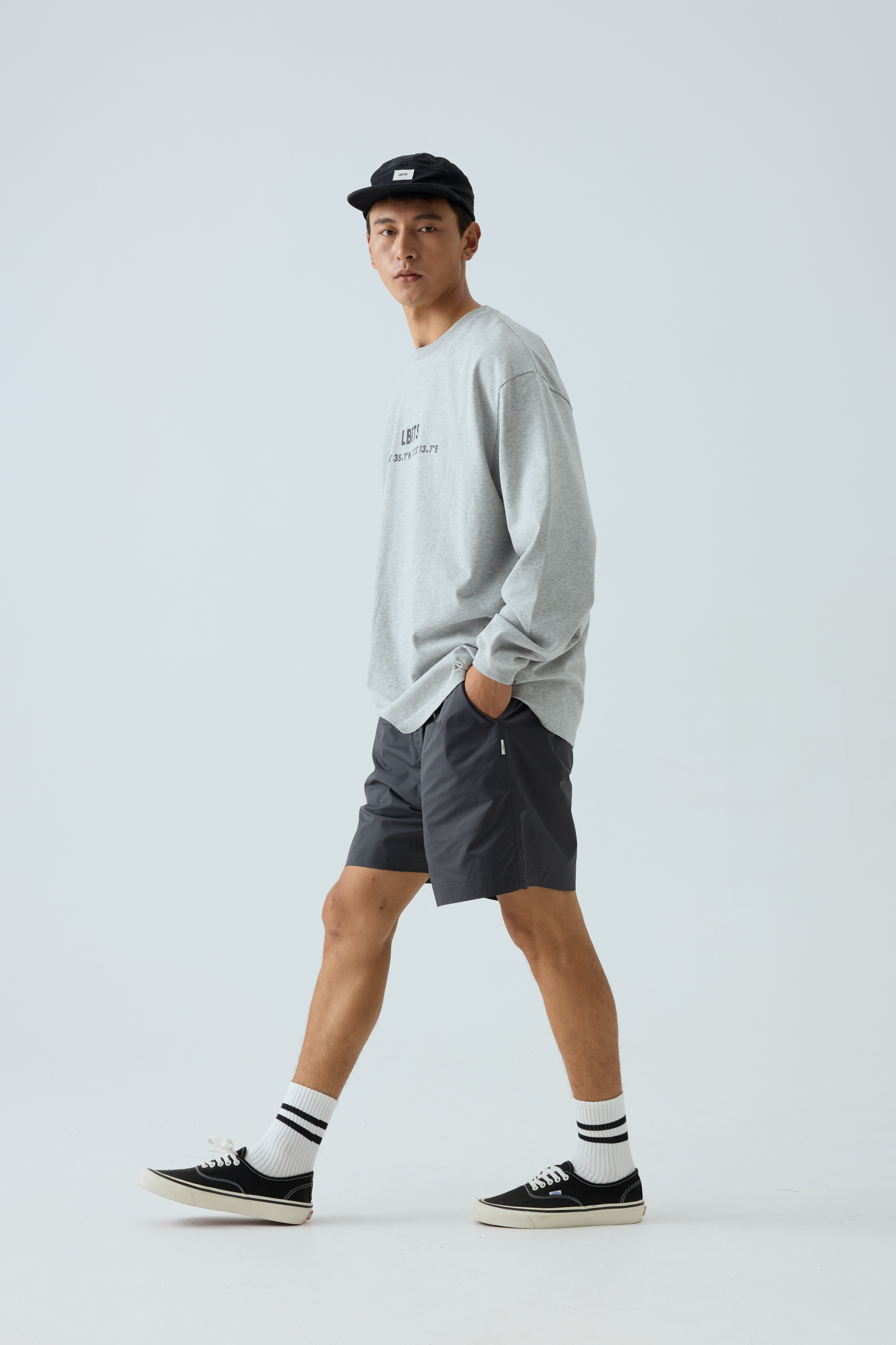 Men's 'Shark Sail' Graphic Long Sleeve Tee - 310gsm Heavyweight Crewneck 