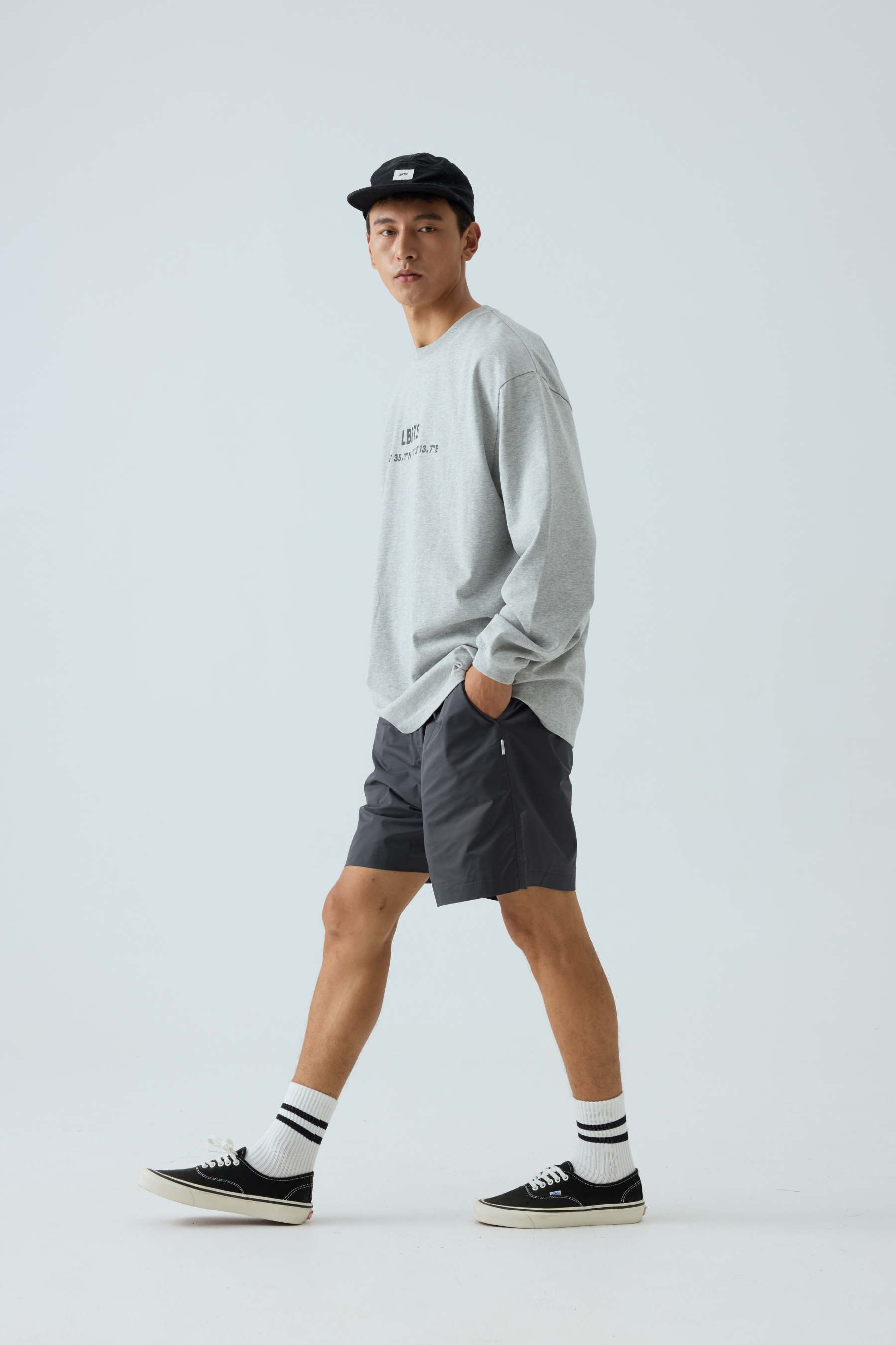 Men's 'Shark Sail' Graphic Long Sleeve Tee - 310gsm Heavyweight Crewneck 