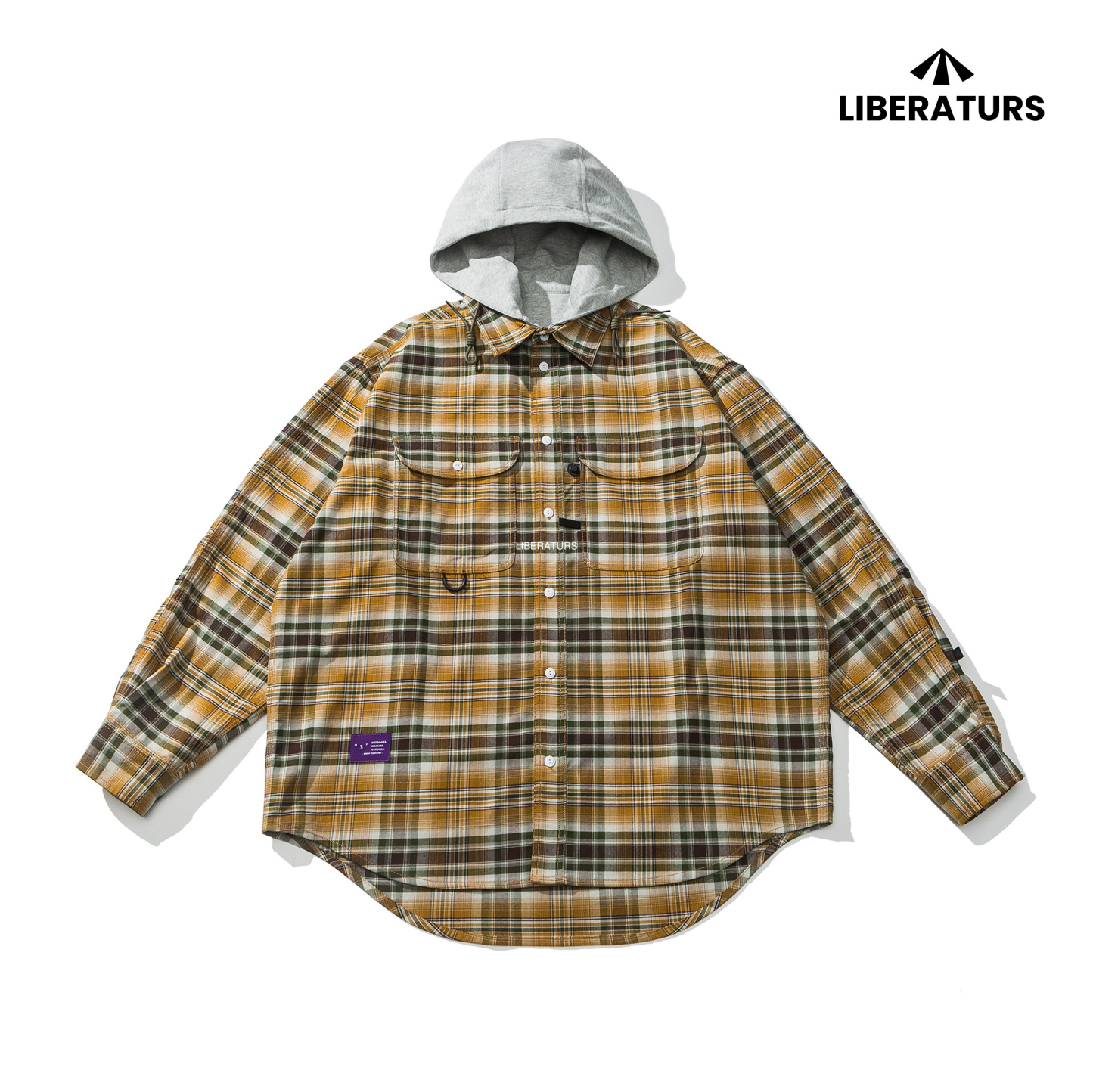 Men's Plaid Hooded Shirt Jacket - Heavyweight Overshirt for Outdoor-Liberaturs