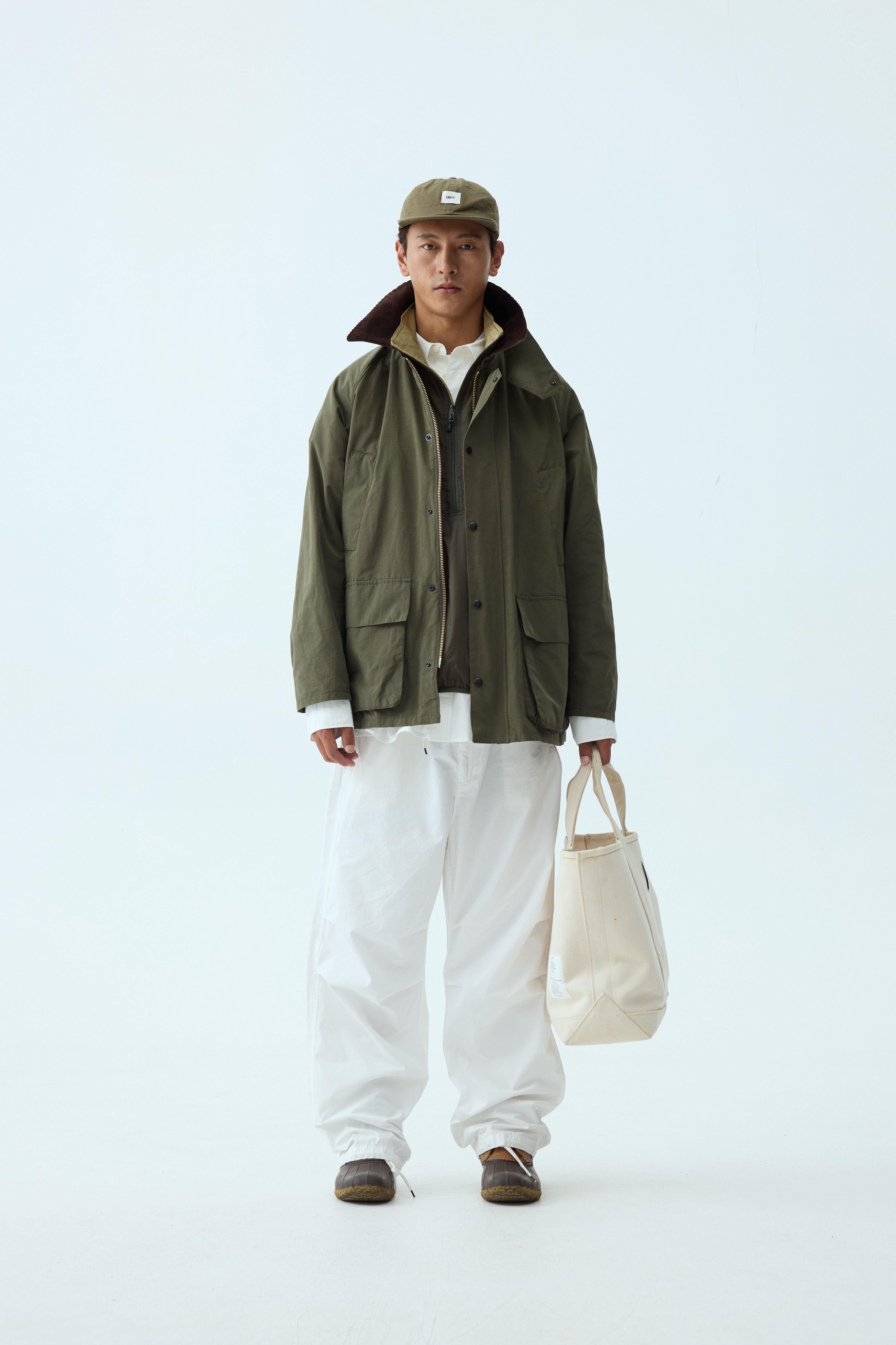 Olive Corduroy-Collar Field Jacket