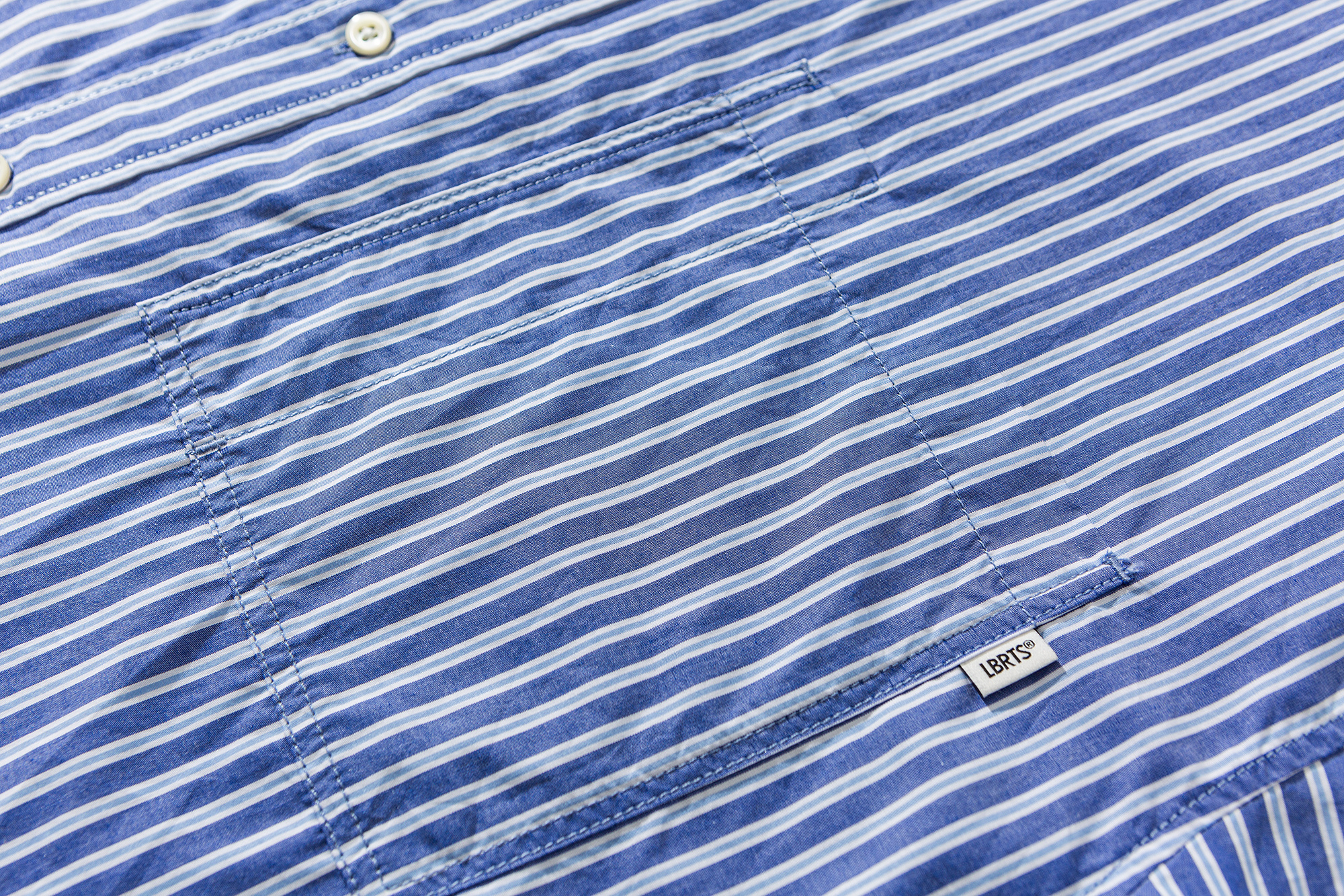 Men's Ocean Blue Stripe Short Sleeve Shirt - Relaxed Fit 