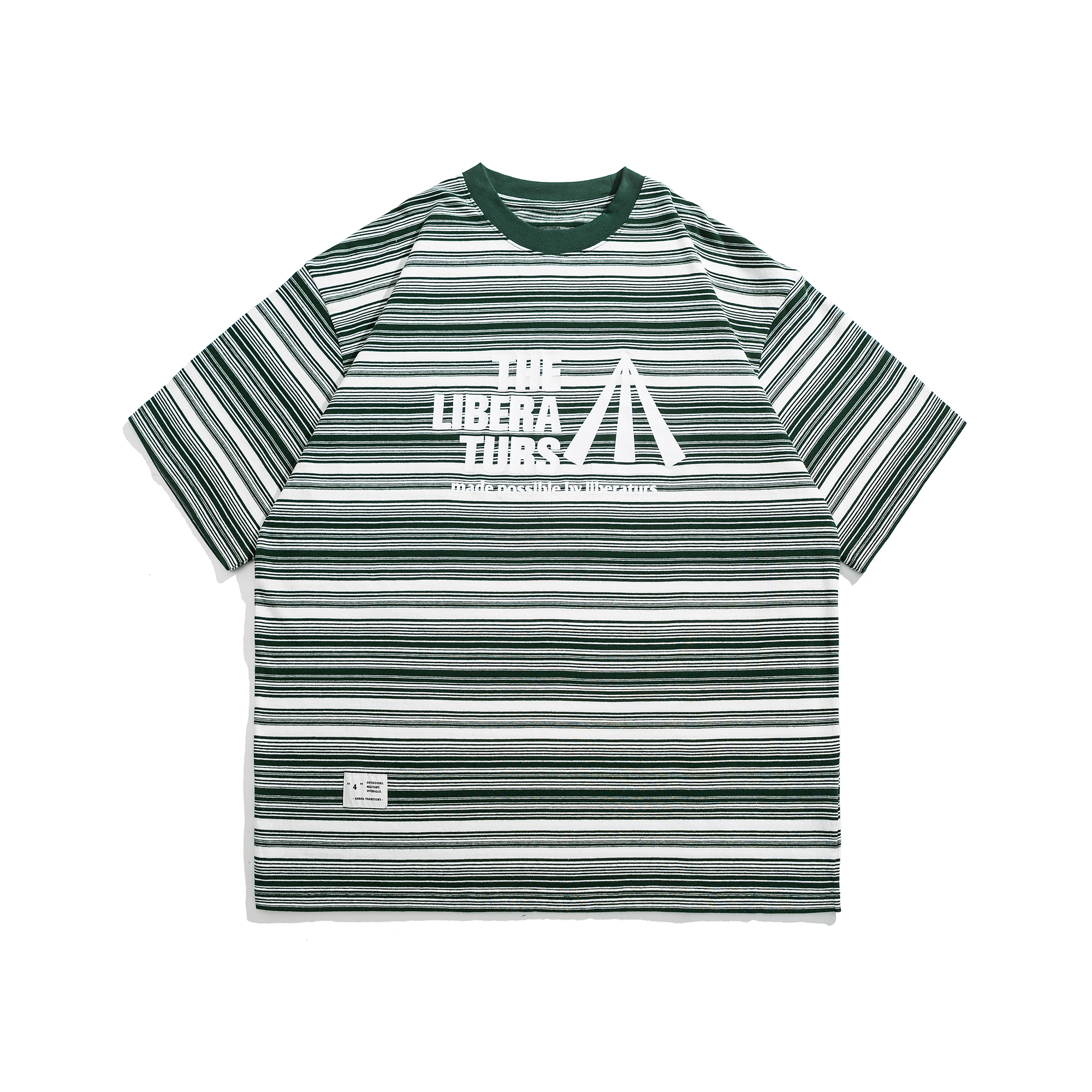 Men's Striped Graphic Crewneck T-shirt - Heavyweight Cotton