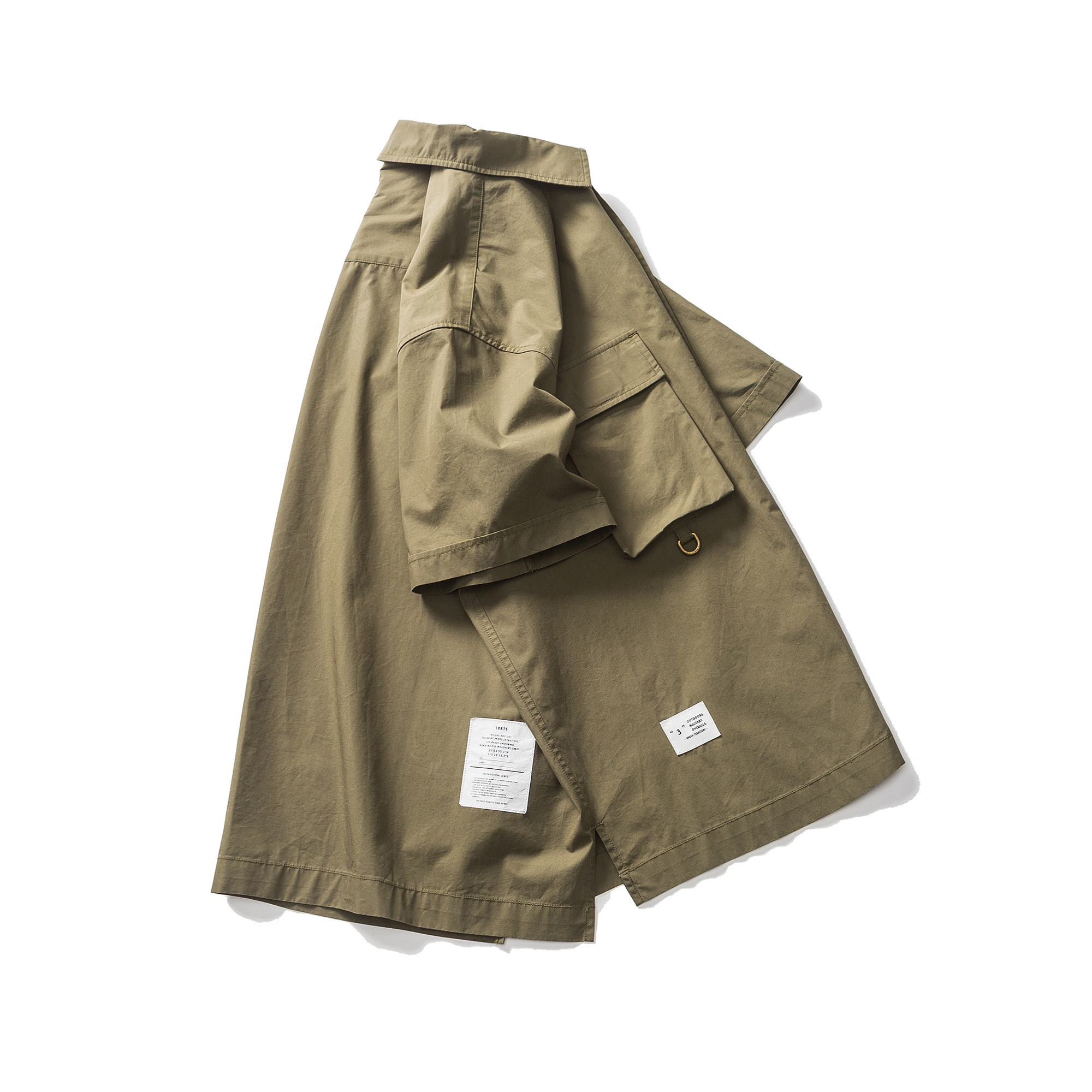 Men's Military Style Cargo Pocket Short Sleeve Shirt -  Lightweight Cotton