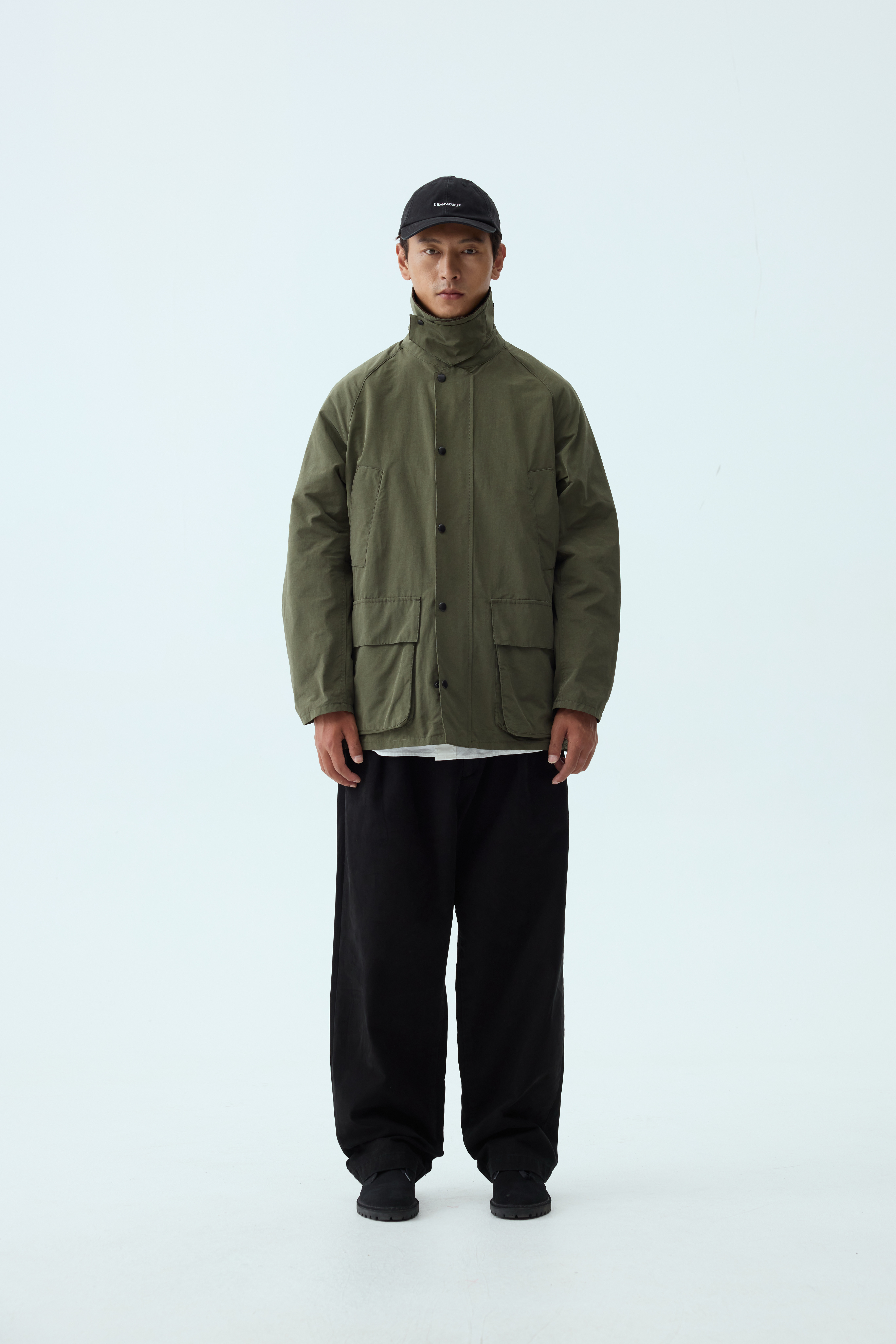 Olive Corduroy-Collar Field Jacket