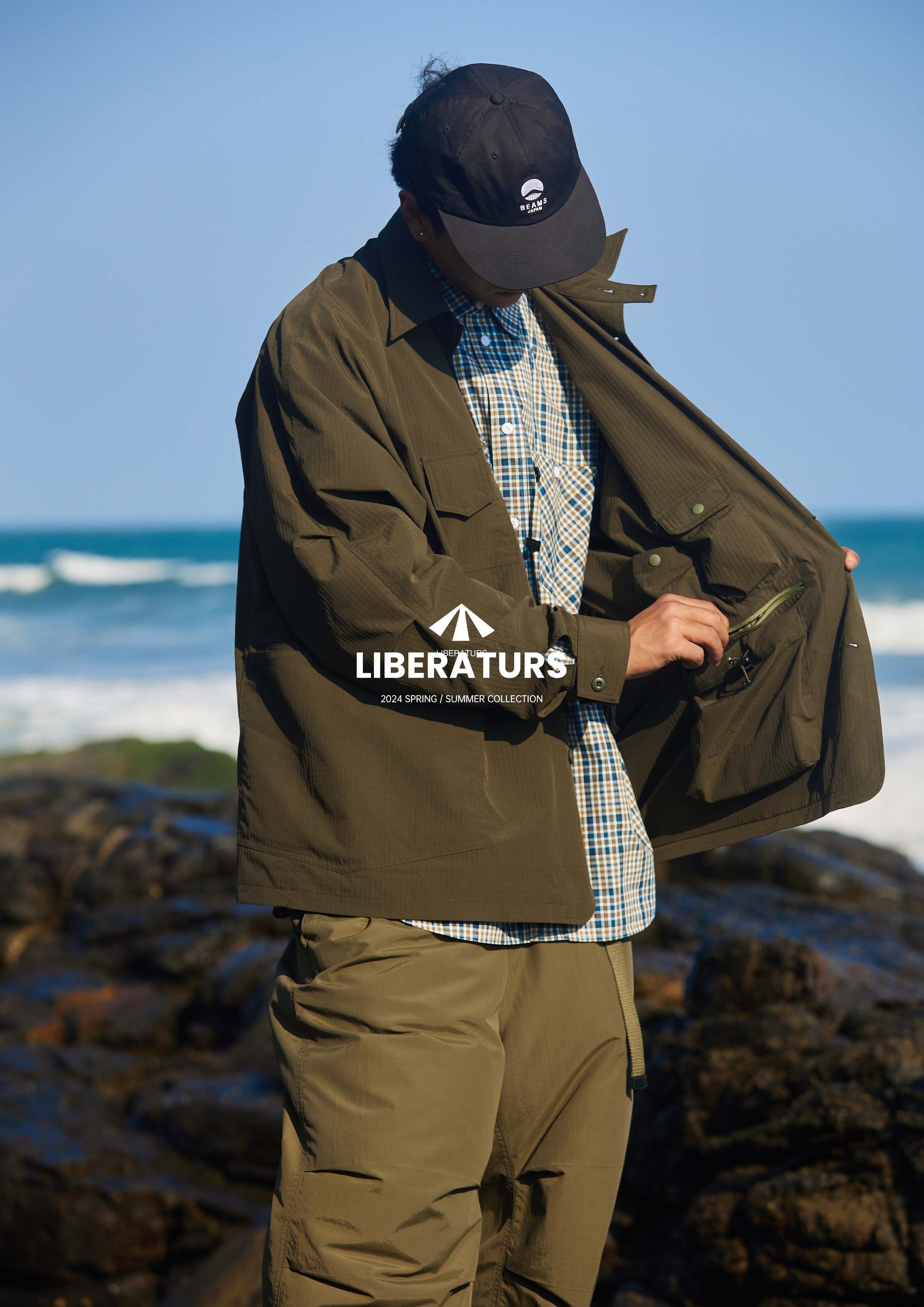 Men's Technical Blazer - Multi-Pocket Safari Jacket with Ripstop Fabric -Liberaturs