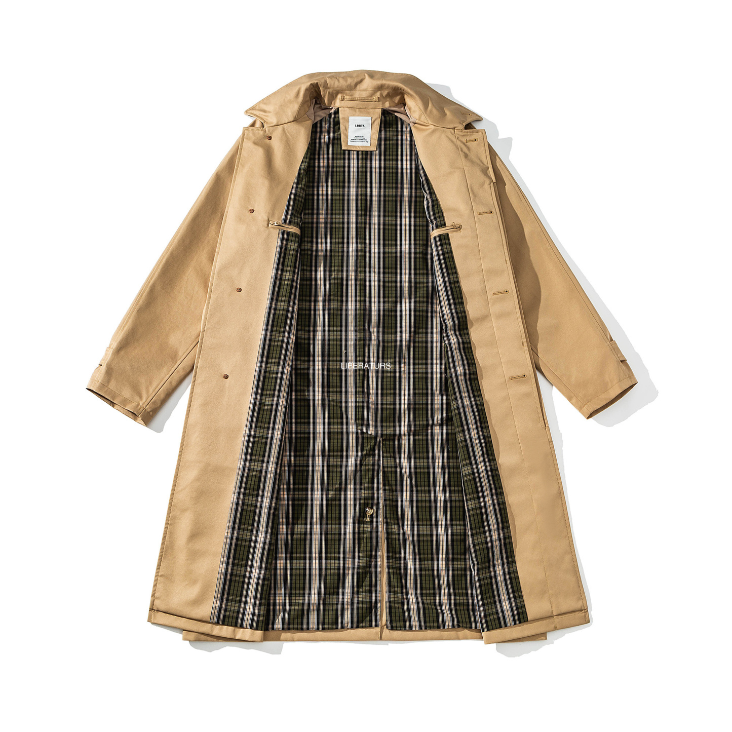 Men's Balmacaan Overcoat - Teflon-Coated Cotton Twill Rain Coat -Liberaturs