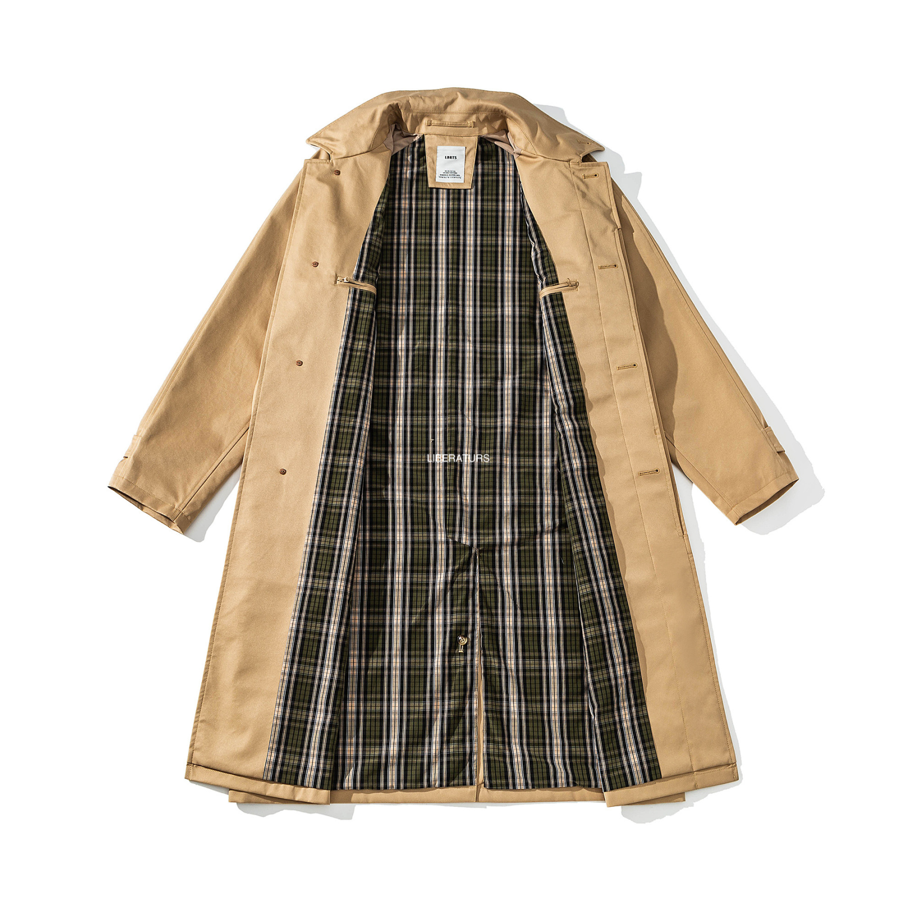 Men's Balmacaan Overcoat - Teflon-Coated Cotton Twill Rain Coat -Liberaturs