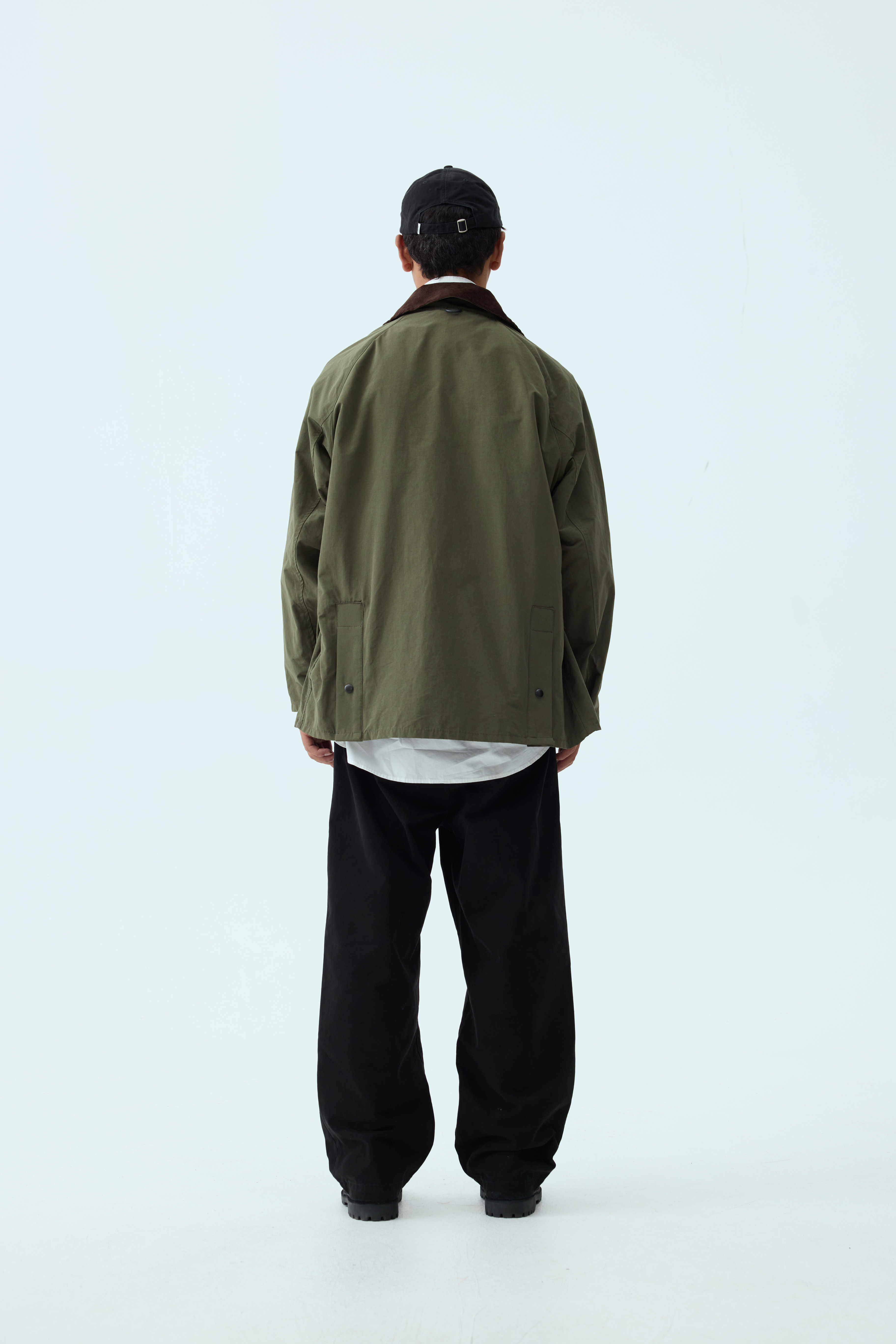 Olive Corduroy-Collar Field Jacket
