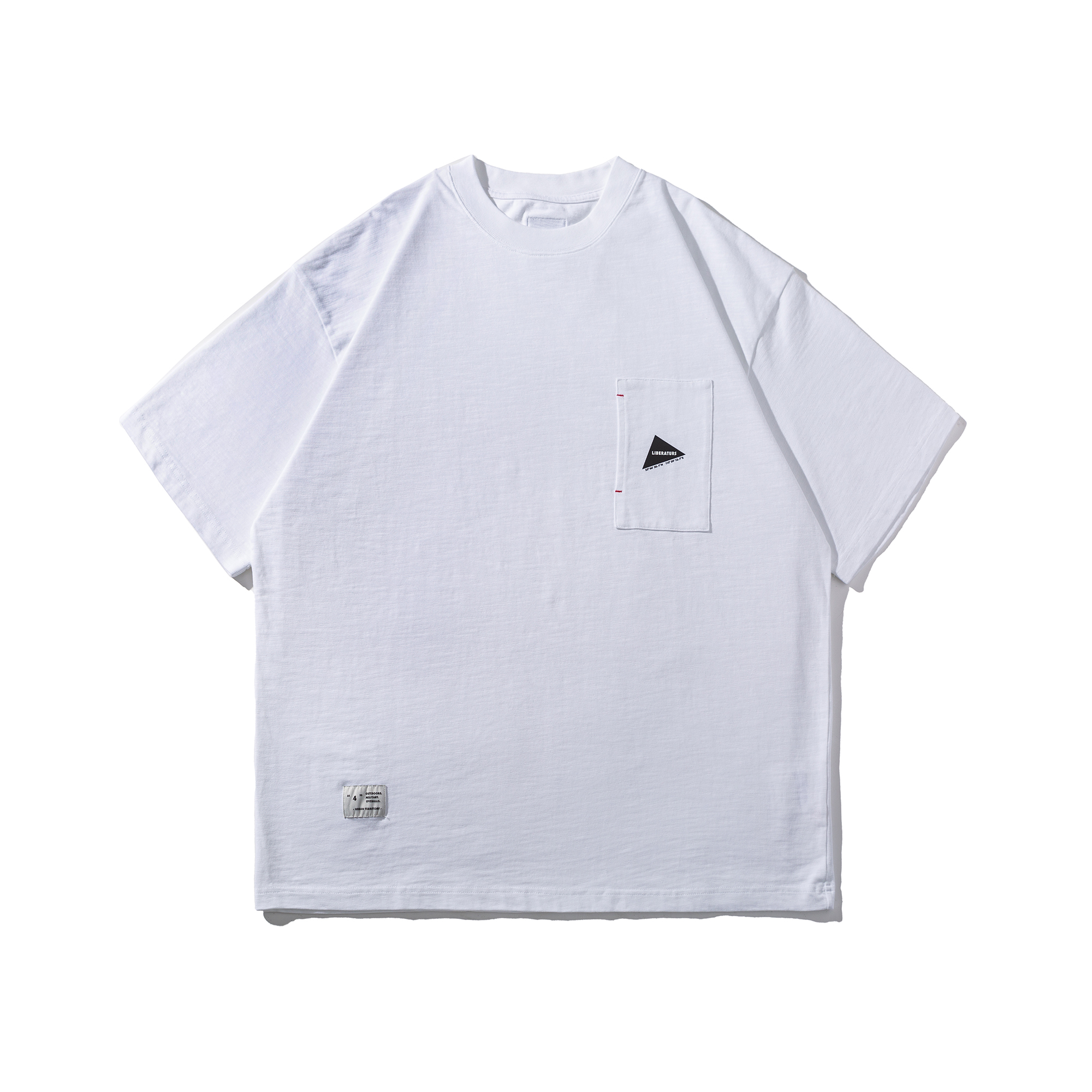 Men's Slub Cotton Pocket Crewneck T-shirt - Textured Mid-Weight Cotton
