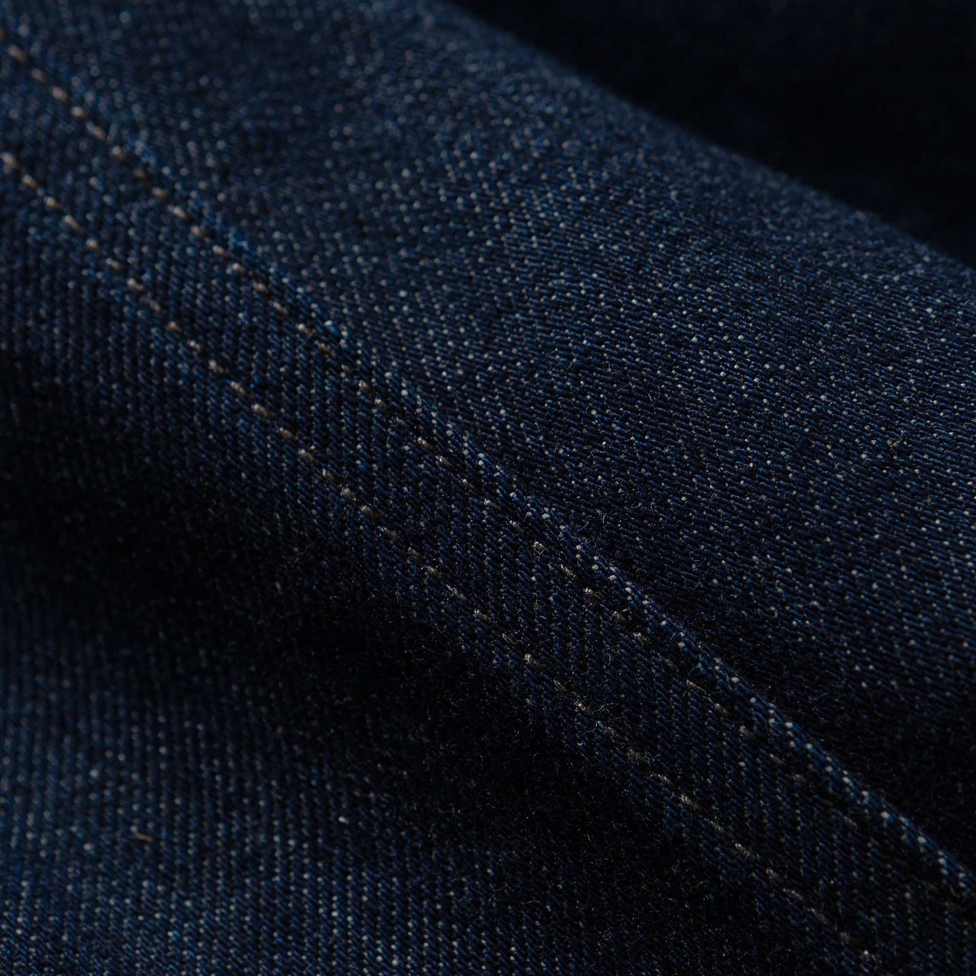 Tapered Buckle-Waist Denim Long Pants