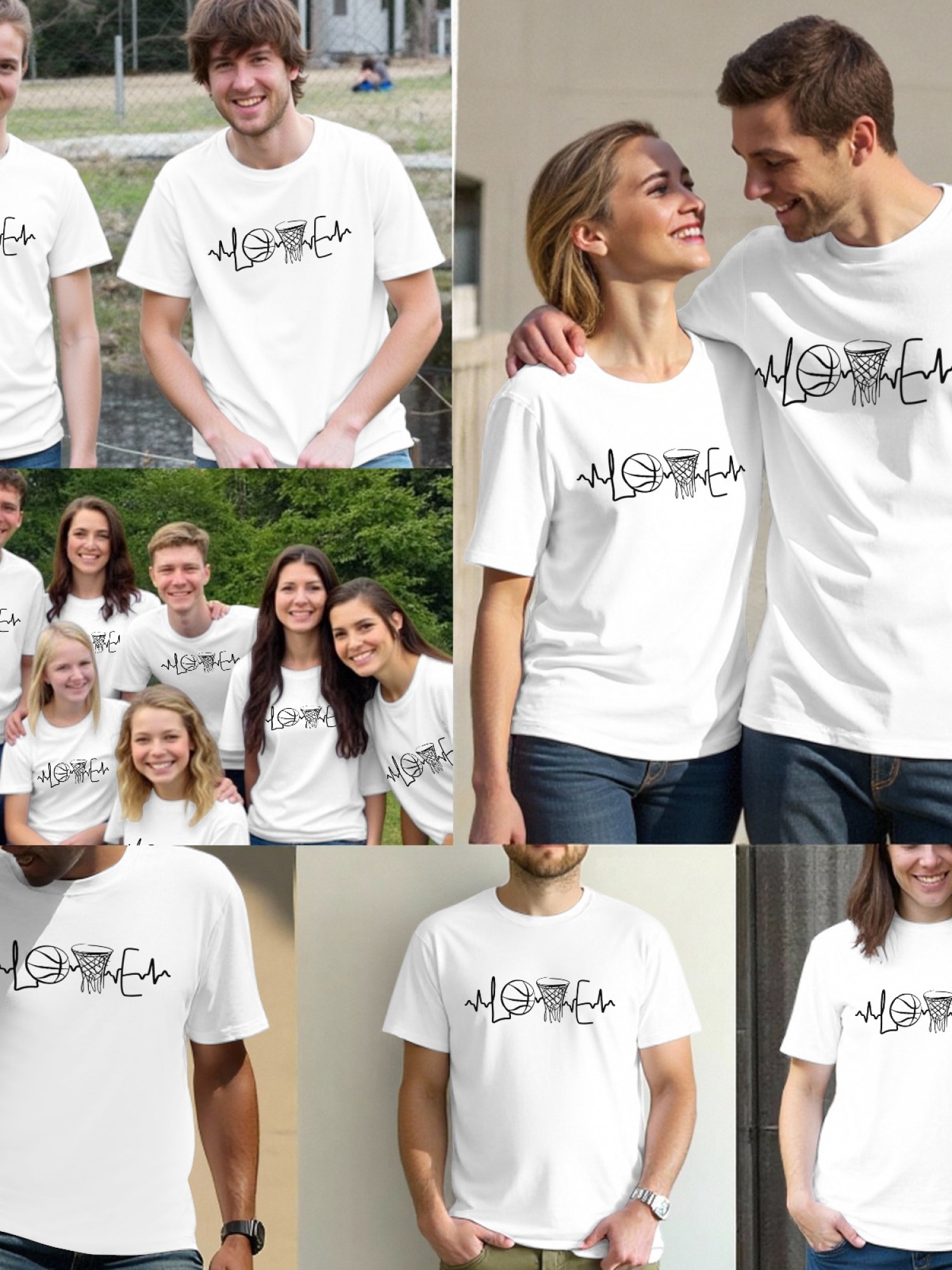 Men's Basketball Heartbeat Graphic T-Shirt - Love Basketball Life Pulse Tee