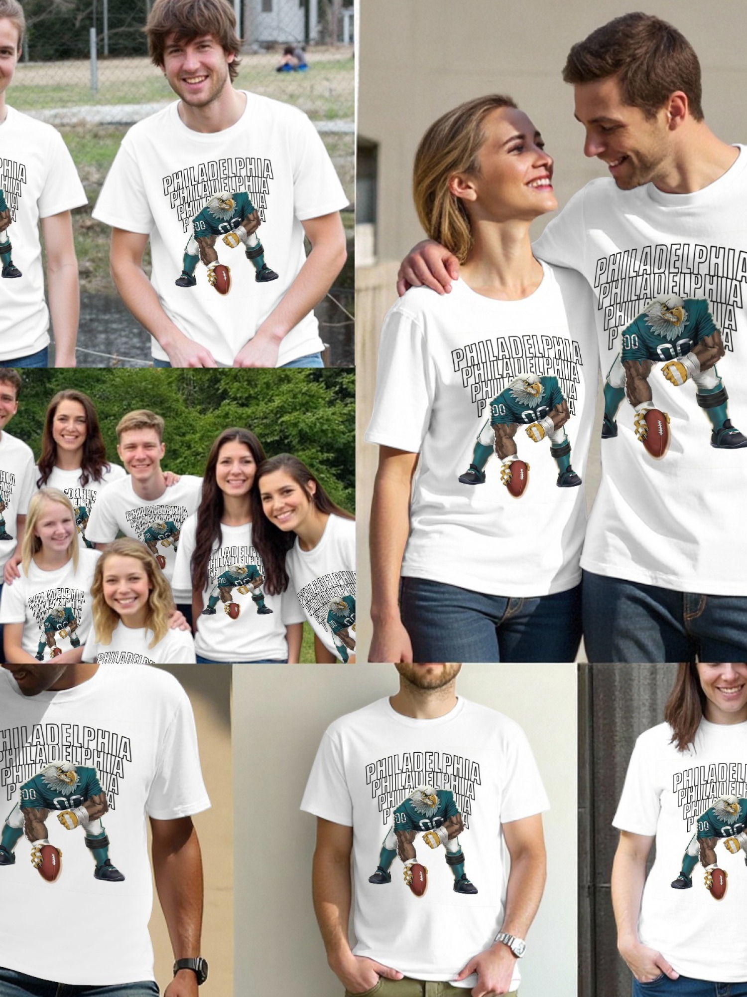 Philadelphia Football Graphic T-Shirt - Men's Vintage Eagle Print Gameday Tee