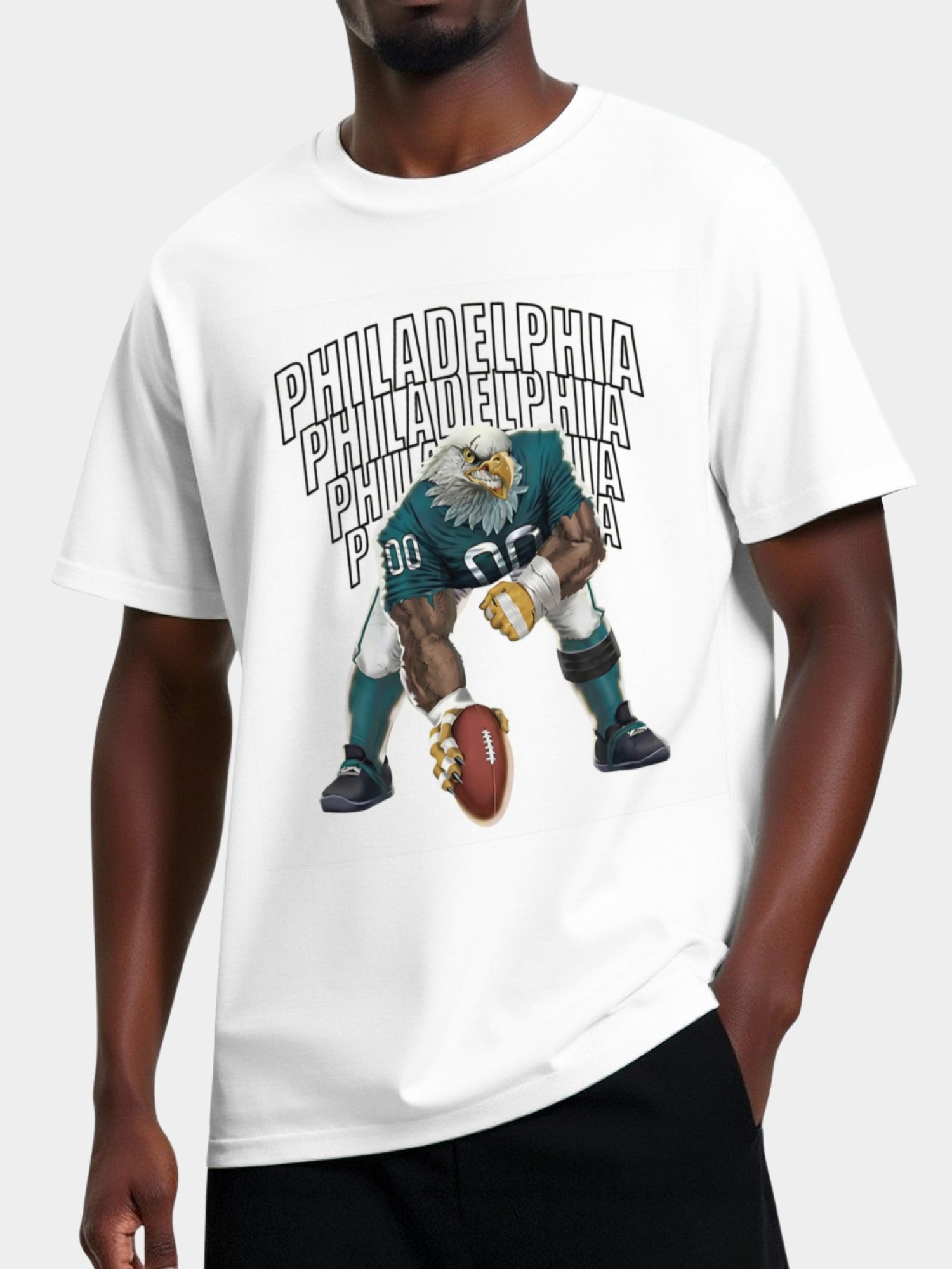 Philadelphia Football Graphic T-Shirt - Men's Vintage Eagle Print Gameday Tee