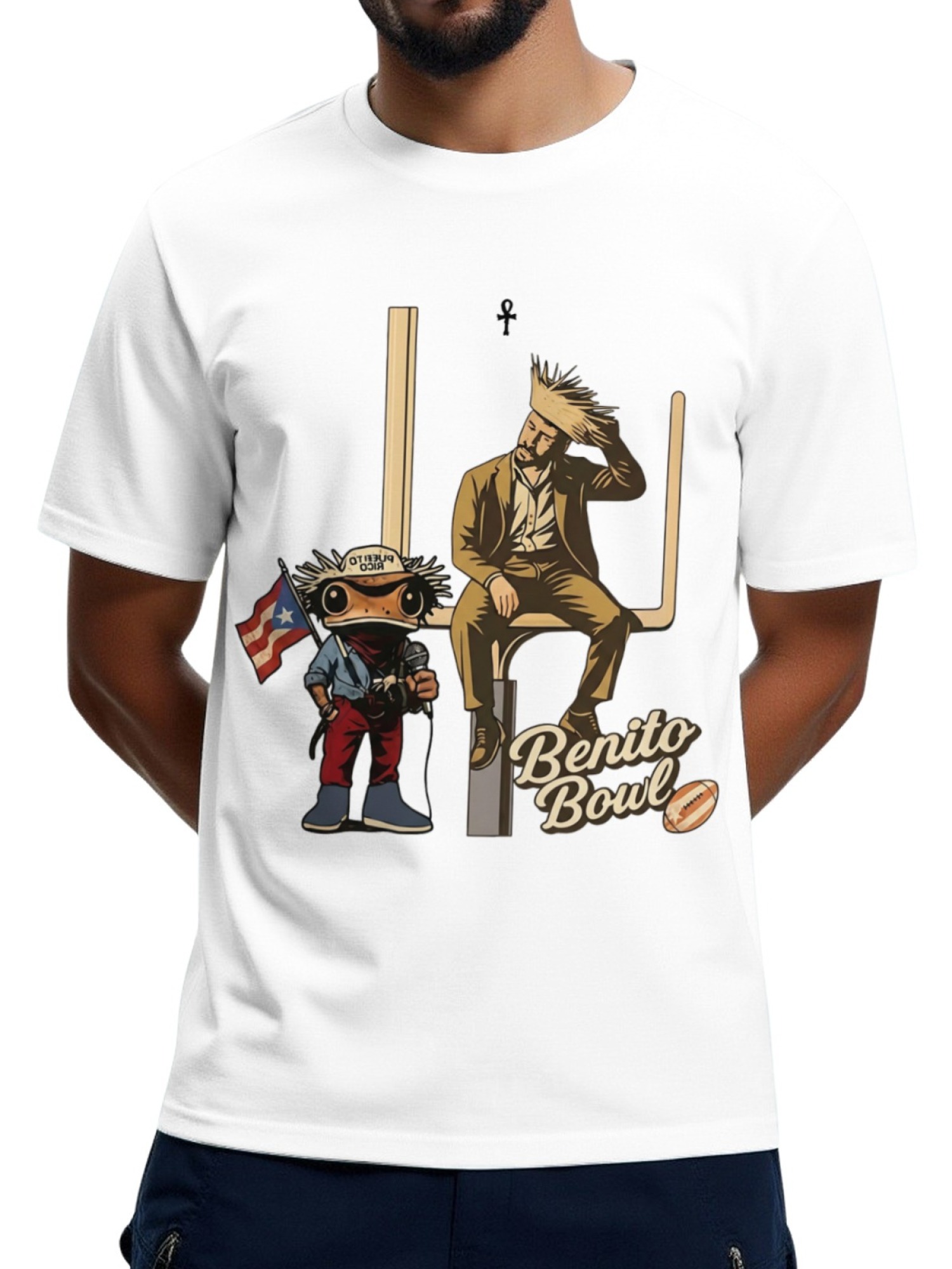 Benito Bowl Graphic T-Shirt - Bad Bunny Inspired Coquí & Football Streetwear Tee
