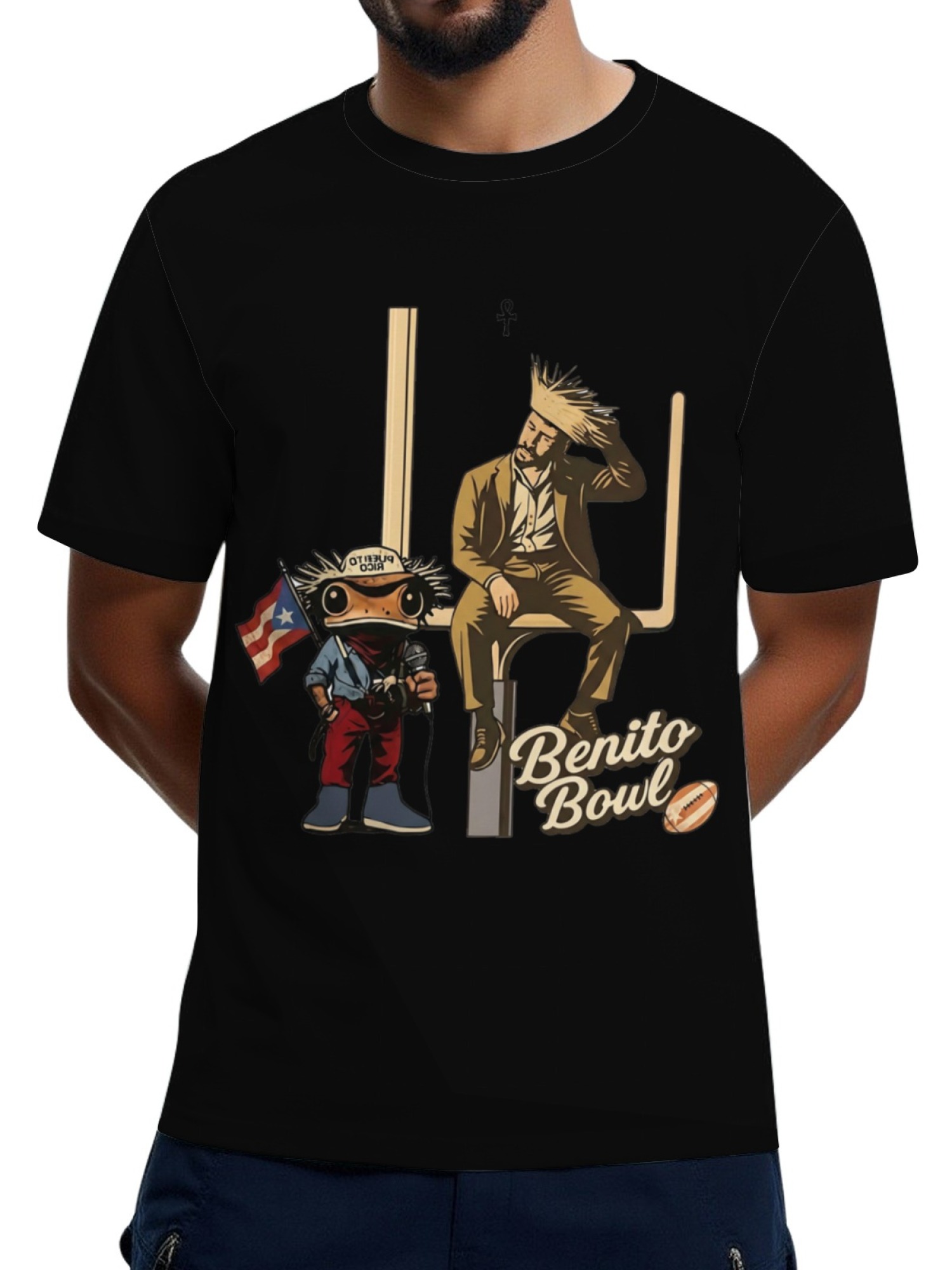 Benito Bowl Graphic T-Shirt - Bad Bunny Inspired Coquí & Football Streetwear Tee