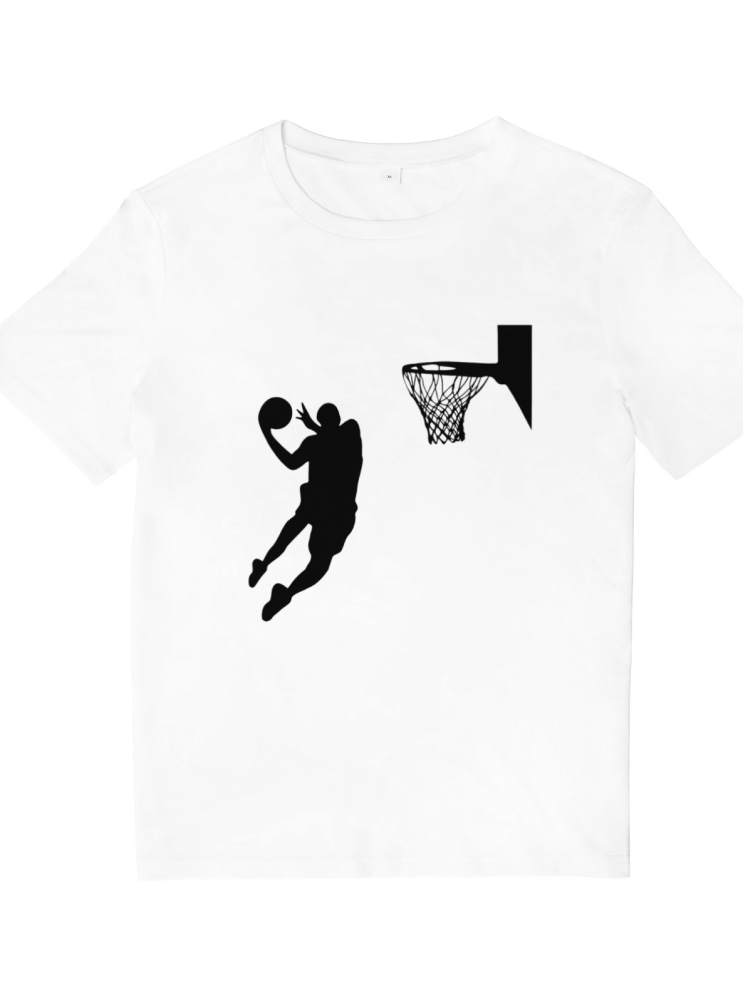Minimalist Basketball Dunk Silhouette Graphic Print T-Shirt for Men