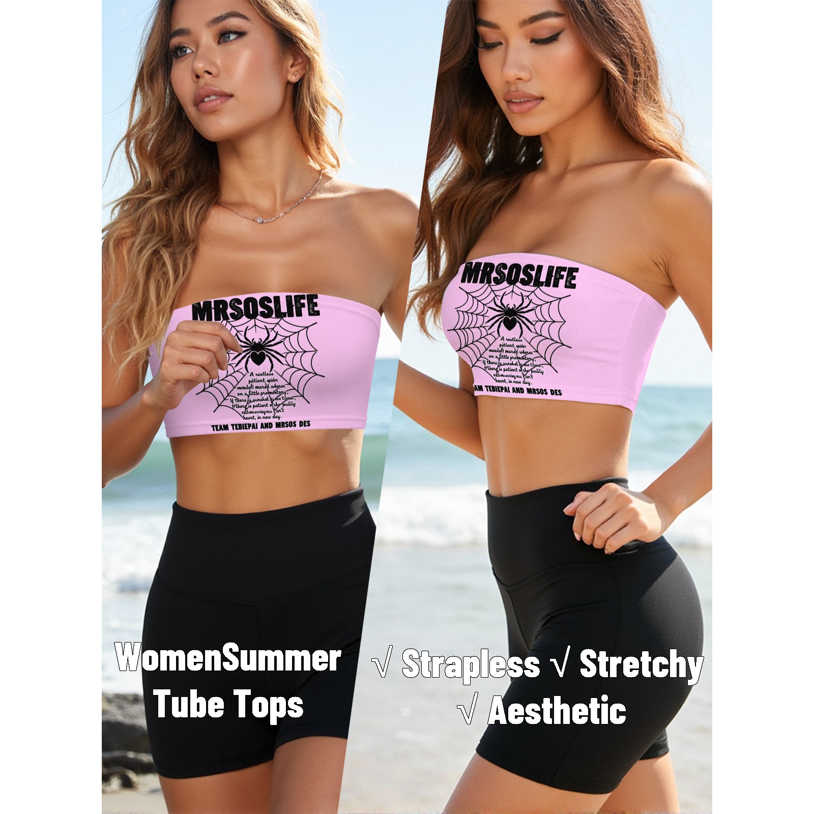 Women's ��MRSOSLIFE�� Spider Web Print Tube Top-Pixelunique