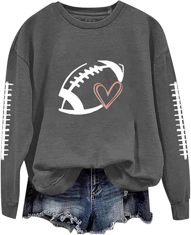 Game Day Football Sweatshirts For Women - Long Sleeve Football Shirts, Cute Cheer Mom Shirt, Crewneck Pullover Tops