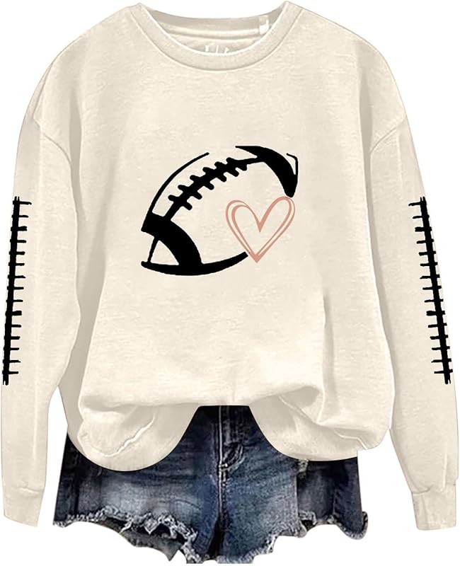 Game Day Football Sweatshirts For Women - Long Sleeve Football Shirts, Cute Cheer Mom Shirt, Crewneck Pullover Tops