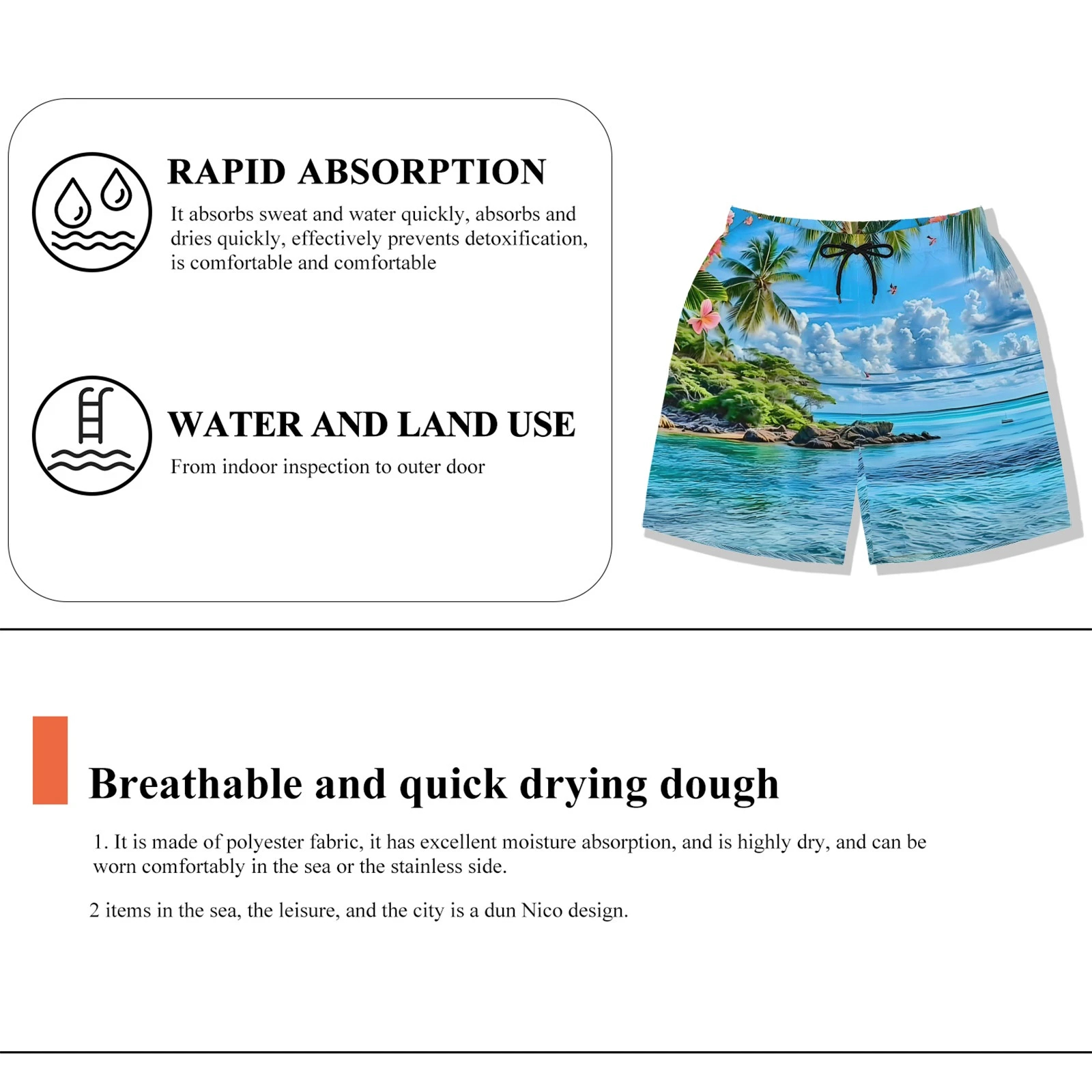 Men's Smiley Emoji Print Beach Shorts