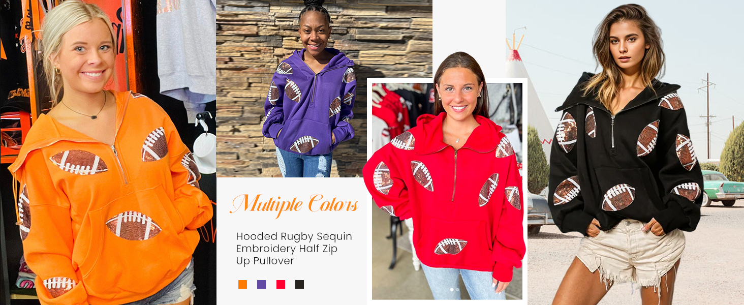 Women's Football Sequin Hoodie