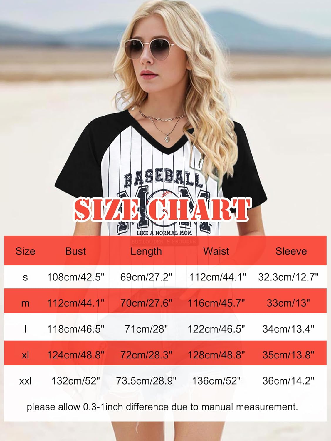 Baseball Mom Shirts for Women - Oversized V Neck Baseball Jersey Shirt Stripe Graphic Print Casual Tops Tees