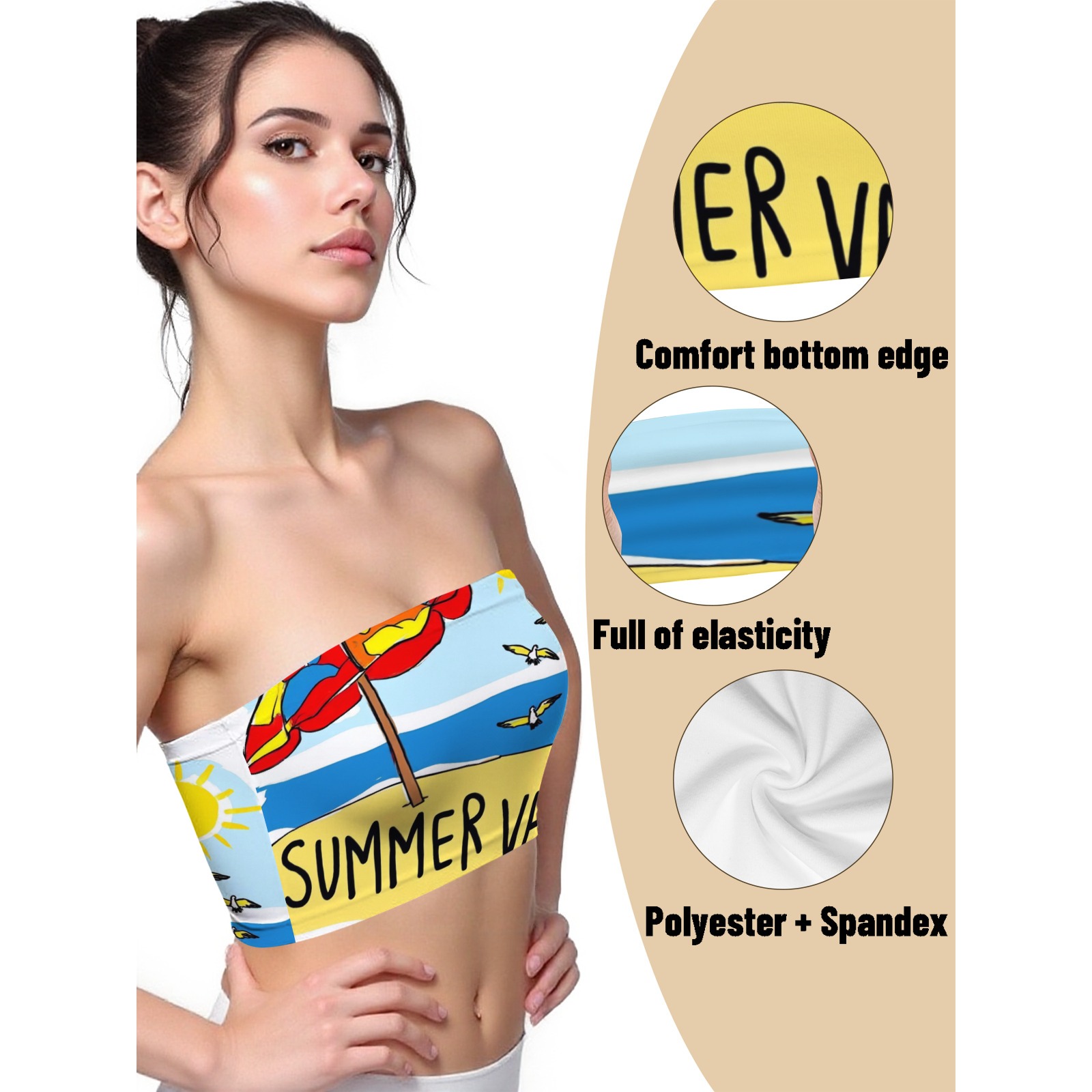 Women's Summer Vacation Print Tube Top-Pixelunique