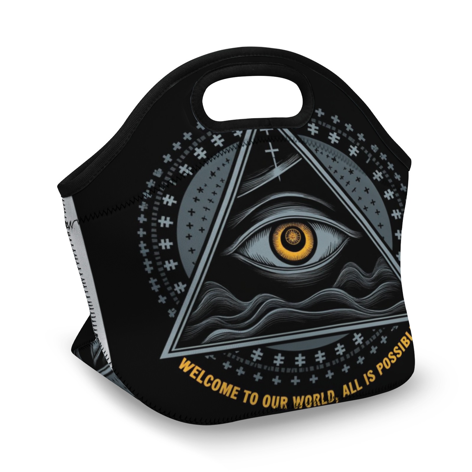 Mystical Eye Graphic Neoprene Lunch Bag - Insulated Tote for Work & Picnics