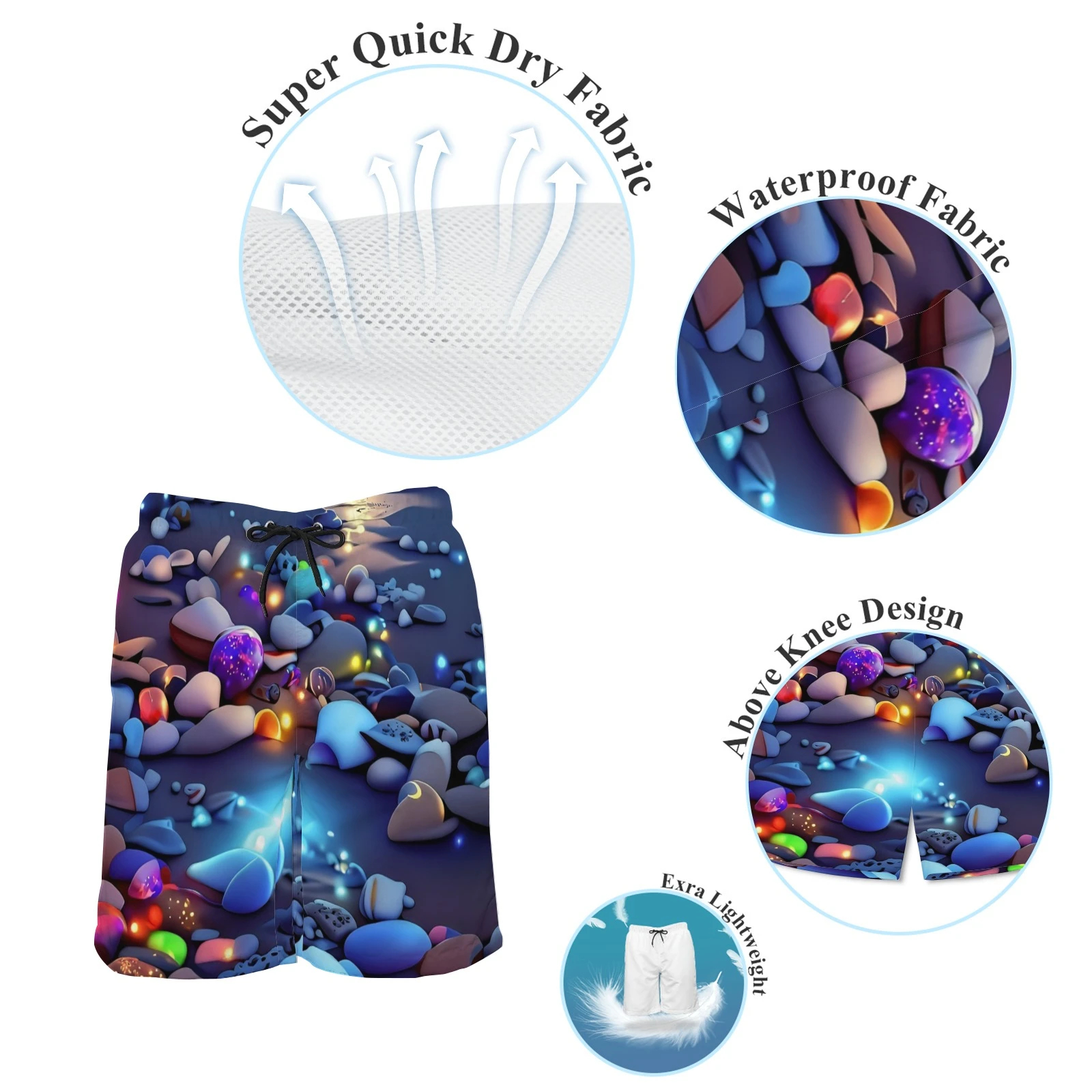 Men's Smiley Emoji Print Beach Shorts