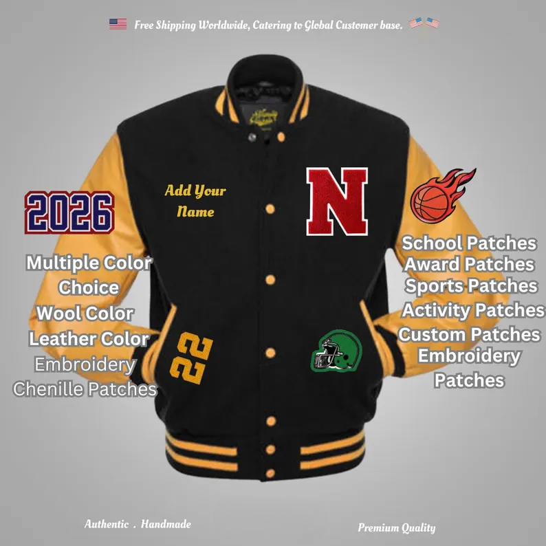 Custom Letterman Jacket| Personalized Varsity and Bomber Jackets for Men & Women| Customizable Designs .Premium VarsityCraft®  Handmade