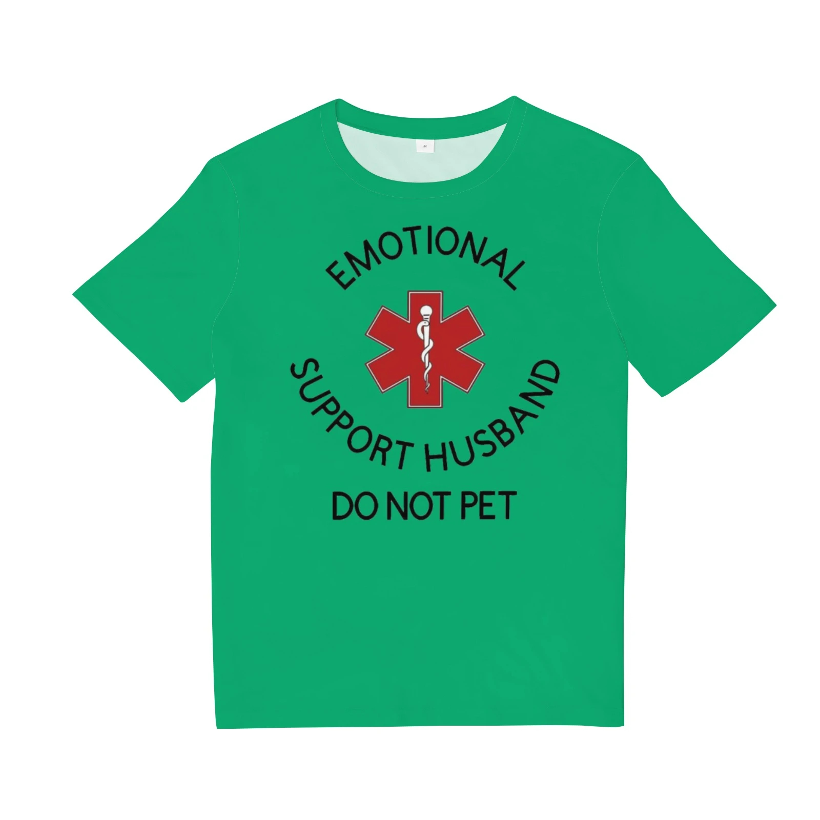 "Emotional Support Husband - Do Not Pet" Graphic T - Shirt | Humorous, Breathable Couple Tee - White