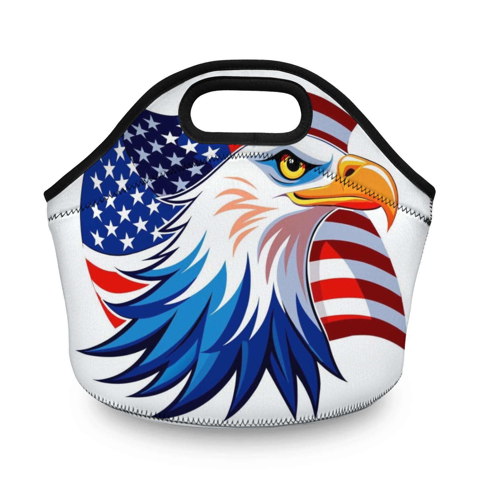 American Eagle & Flag Neoprene Lunch Bag - Insulated Tote for Work, Picnics-Pixelunique