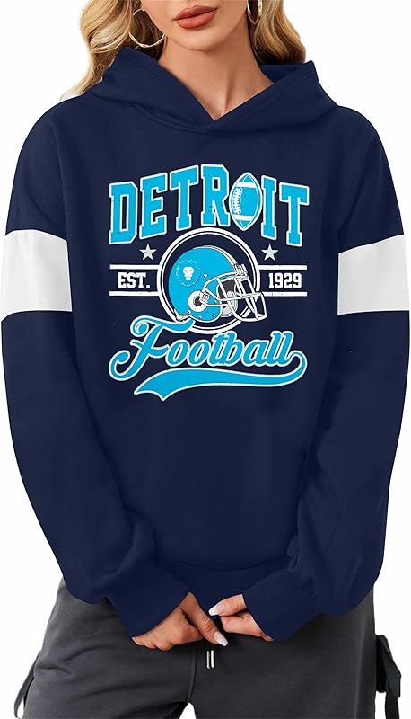 Game Day Hoodie Women Cute Football Graphic Pullover Sweatshirt Football Season Sweaters Fans Y2k Casual Holiday Tops