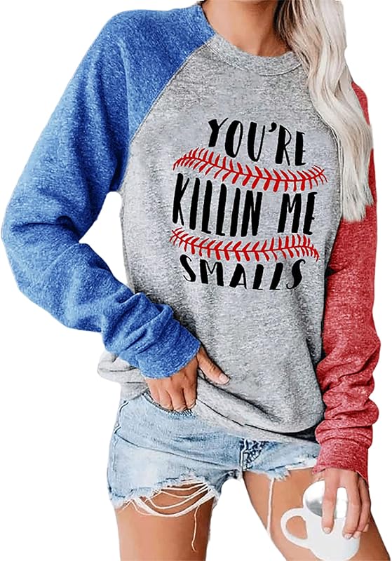 Womens Long Sleeve Shirt Baseball Shirt Mom Shirt American Flag Shirt Star Sweatshirt