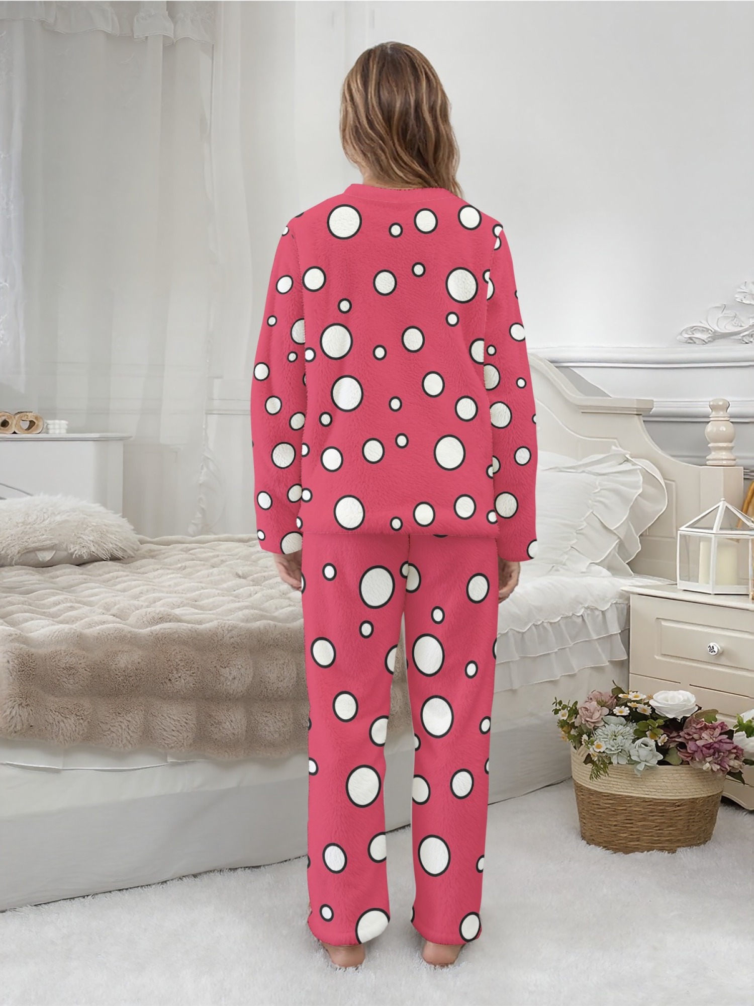 Women's Witch Kitty Printed Flannel Pajama Set - Warm Fuzzy Sleepwear