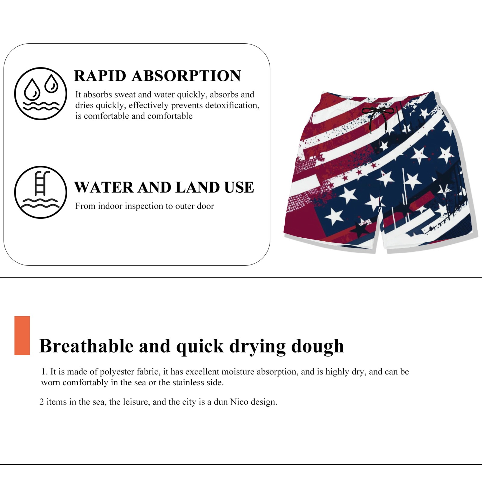 Men's American Flag Print Beach Shorts - Quick - Dry, Versatile Swim & Casual Shorts