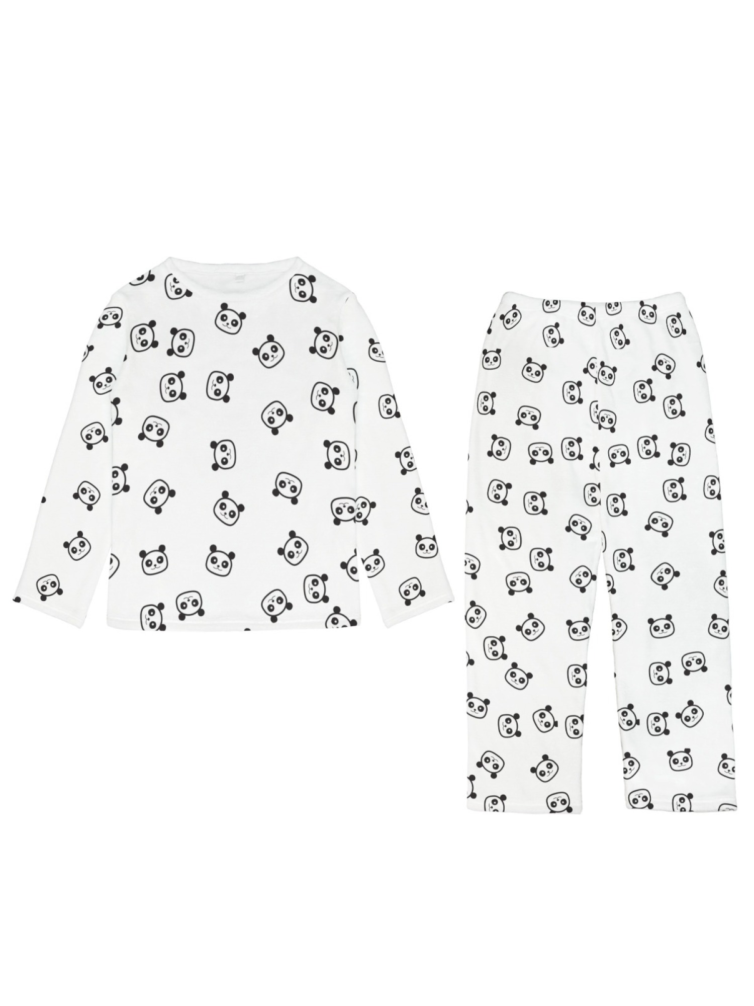 Women's Winter Flannel Pajama Set: Round Neck Long Sleeve Panda Print Top, Fun Panda Themed Pants, Stylish Casual Home Wear (White), (Pastel Blue), (Signal Blue) Color Scheme. Warm, Comfortable, Versatile for Everyday Wear, Holiday Party Gift.