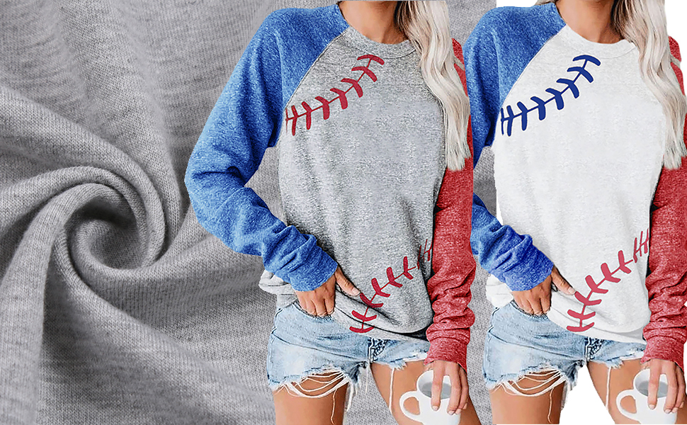 Baseball Mom Shirts for Women Raglan Long Sleeve Pullover Tops Sweatshirt